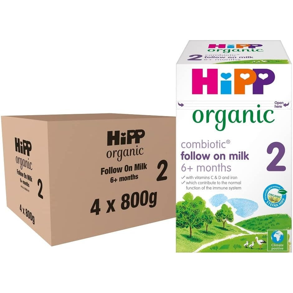 HiPP Organic 2 Follow on Baby Milk Powder Formula, From 6 Months, 800g (Pack of 4) - Medaid