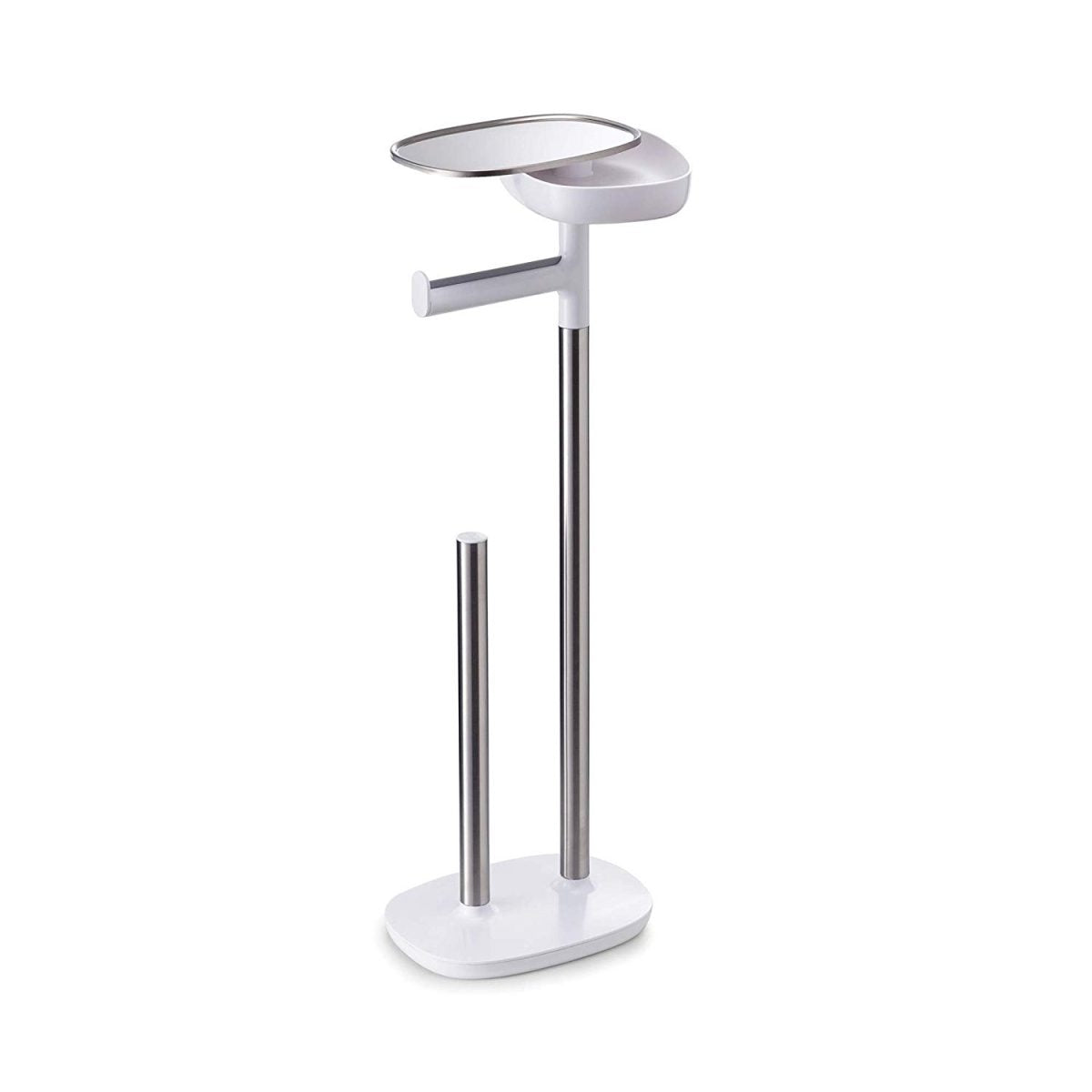 Joseph Joseph EasyStore Butler Toilet Paper Holder Stand and Spare Roll Storage with Shelf and Drawer, Stainless Steel - Medaid