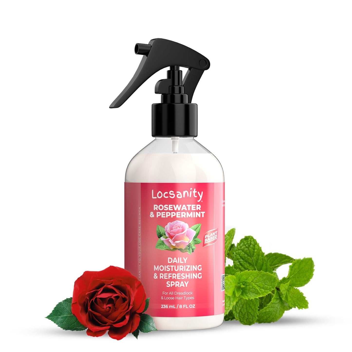 Locsanity Daily Moisturizing Refreshing Spray for Locs, Dreadlocks - Rose Water and Peppermint Hair Scalp Moisturizer, Dreadlock Spray - Natural Loc Care and Maintenance (8oz) - Medaid