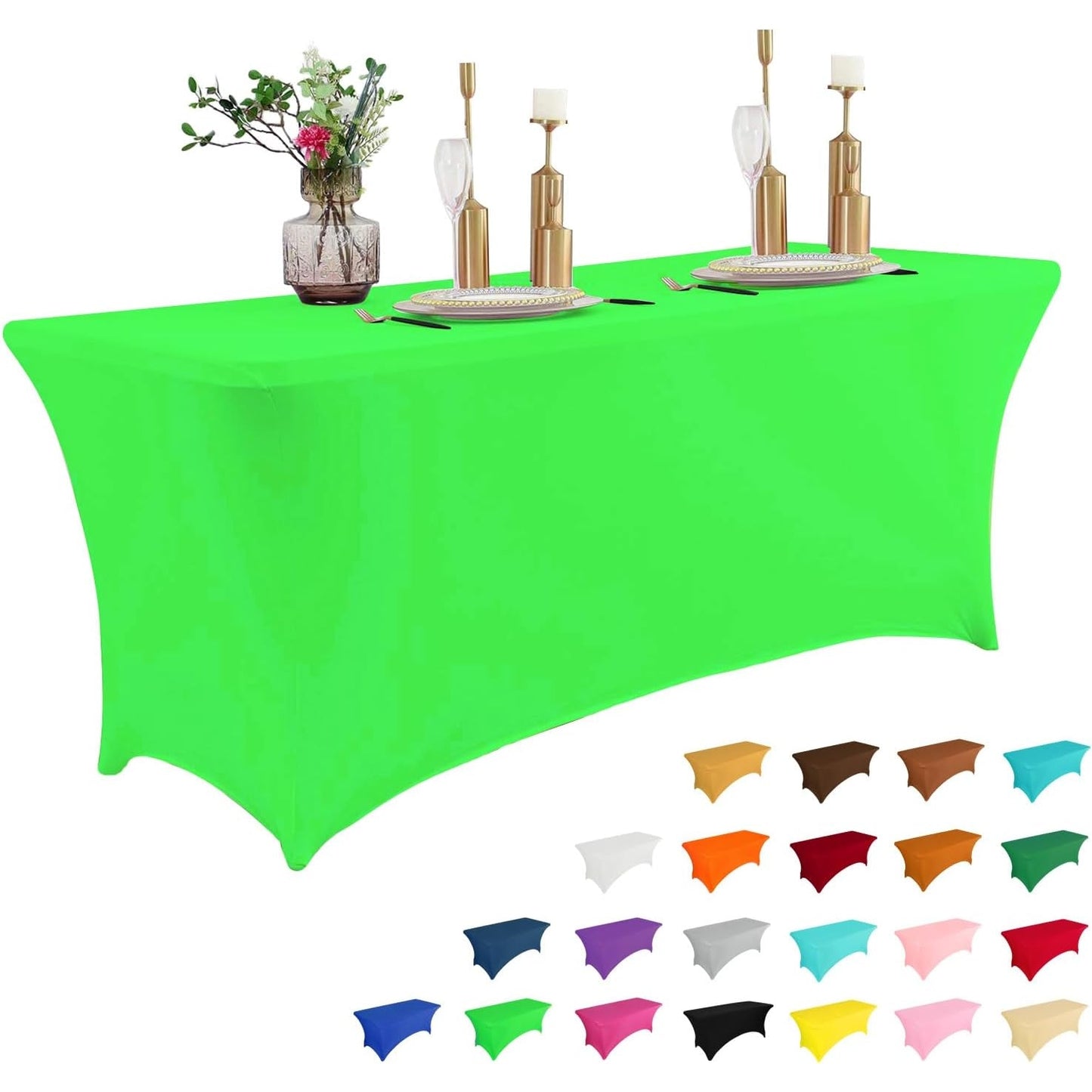 2 Pack 6FT Table Cloth for Rectangular Fitted Events Stretch Black Table Covers Washable Table Cover Spandex Tablecloth Table Protector for Party, Wedding, Cocktail, Banquet, Festival - Medaid