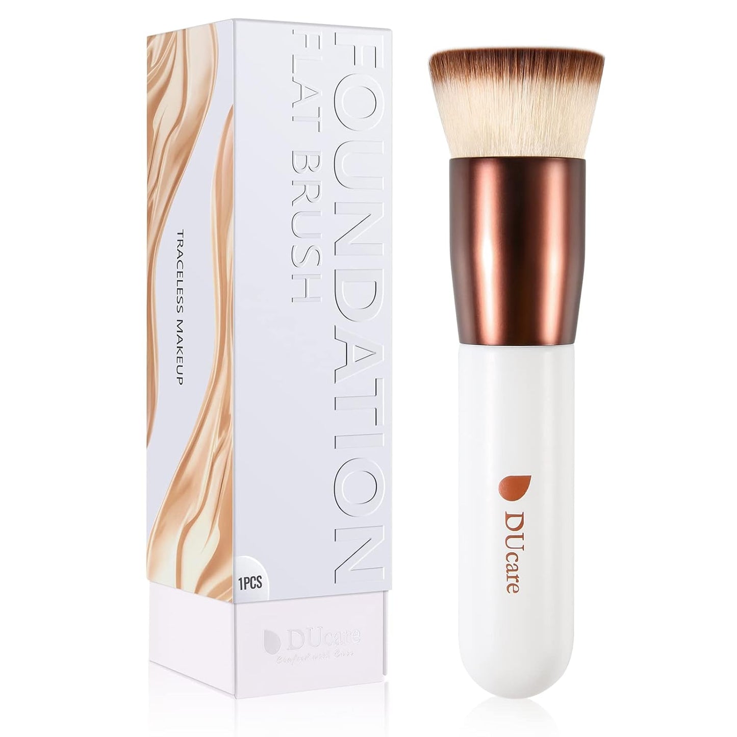 DUcare Foundation Brush for Liquid Makeup, Self Tanner Brush Flat Top Kabuki Professional Makeup Brushes Blending Mineral Powder Buffing Stippling Makeup Tools, Pink - Medaid