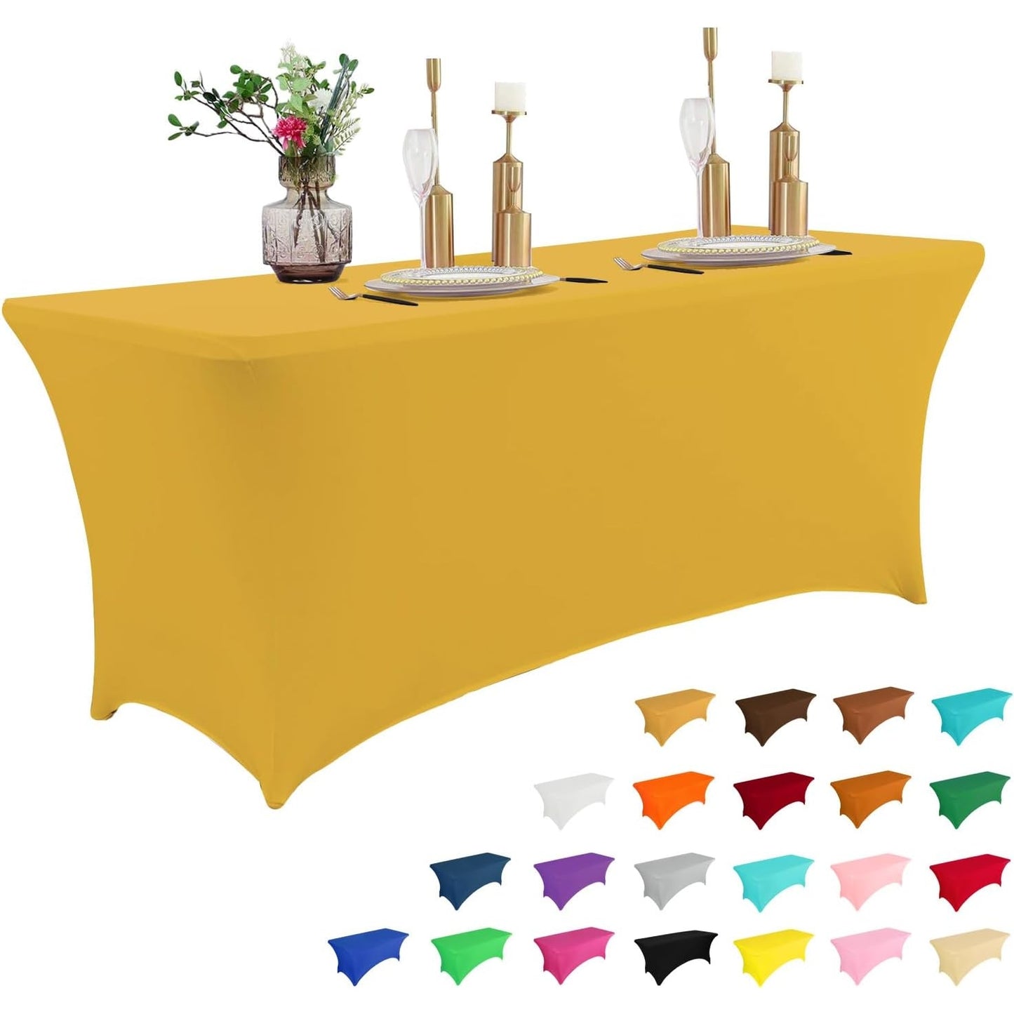 2 Pack 6FT Table Cloth for Rectangular Fitted Events Stretch Black Table Covers Washable Table Cover Spandex Tablecloth Table Protector for Party, Wedding, Cocktail, Banquet, Festival - Medaid