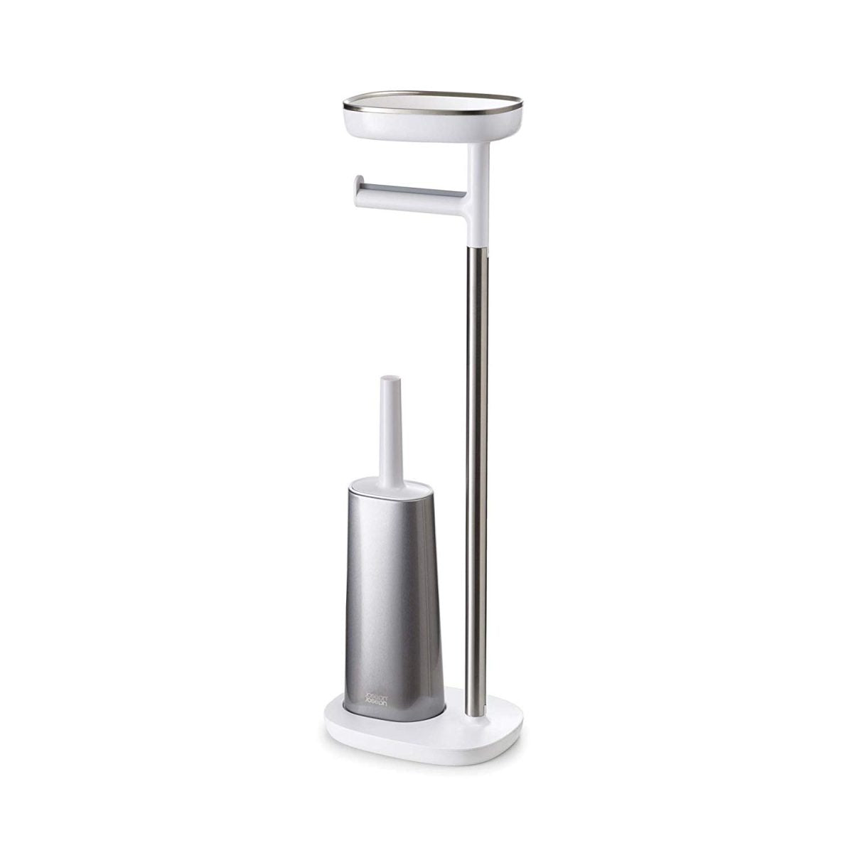 Joseph Joseph EasyStore Butler Toilet Paper Holder Stand and Flex Toilet Brush with Shelf and Drawer, Stainless Steel - Medaid