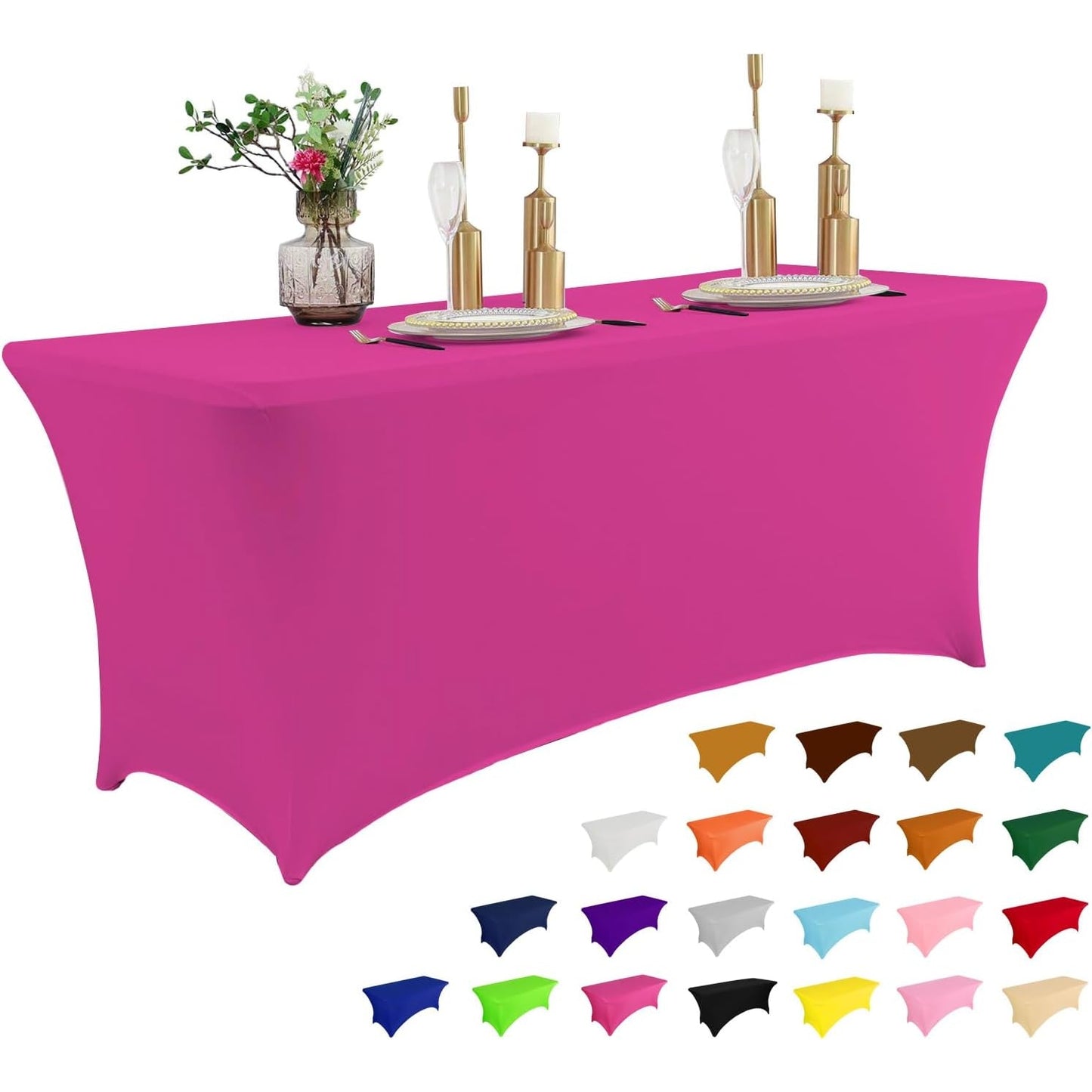 2 Pack 6FT Table Cloth for Rectangular Fitted Events Stretch Black Table Covers Washable Table Cover Spandex Tablecloth Table Protector for Party, Wedding, Cocktail, Banquet, Festival - Medaid