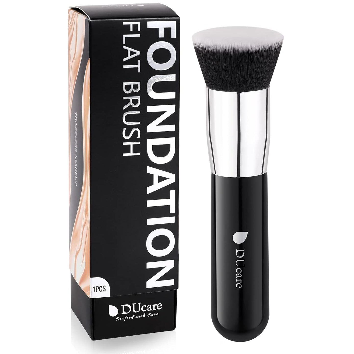 DUcare Foundation Brush for Liquid Makeup, Self Tanner Brush Flat Top Kabuki Professional Makeup Brushes Blending Mineral Powder Buffing Stippling Makeup Tools, Pink - Medaid