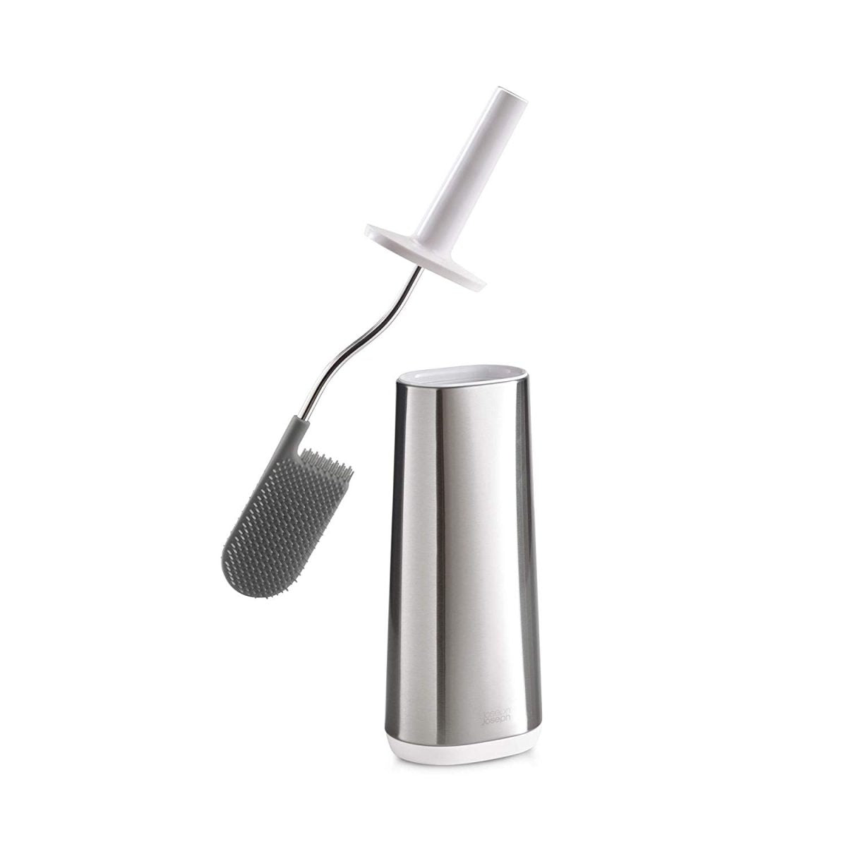 Joseph Joseph EasyStore Butler Toilet Paper Holder Stand and Flex Toilet Brush with Shelf and Drawer, Stainless Steel - Medaid