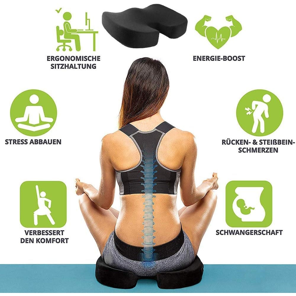 Seat Cushion for Office Chair,Memory Foam Non-Slip Desk Chair Cushion Back, Coccyx, Sciatica, Tailbone Pain Relief Butt Pillow for Office Chair, Car Wheelchair (Black) Car Seat Cushion, Non-Slip & Chair Pad, Memory Foam Butt Pillow for Computer Desk - Medaid