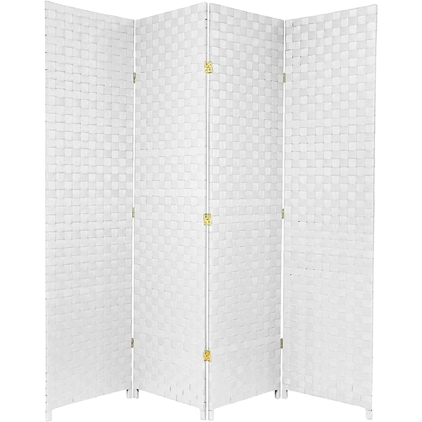 4 Panel Room Divider - 6 Ft Tall Folding Privacy Screen, Movable Freestanding Partition Wall for Bedroom, Office, Living Room, Restaurants, and Hotels - Modern White Design (White) - Medaid International