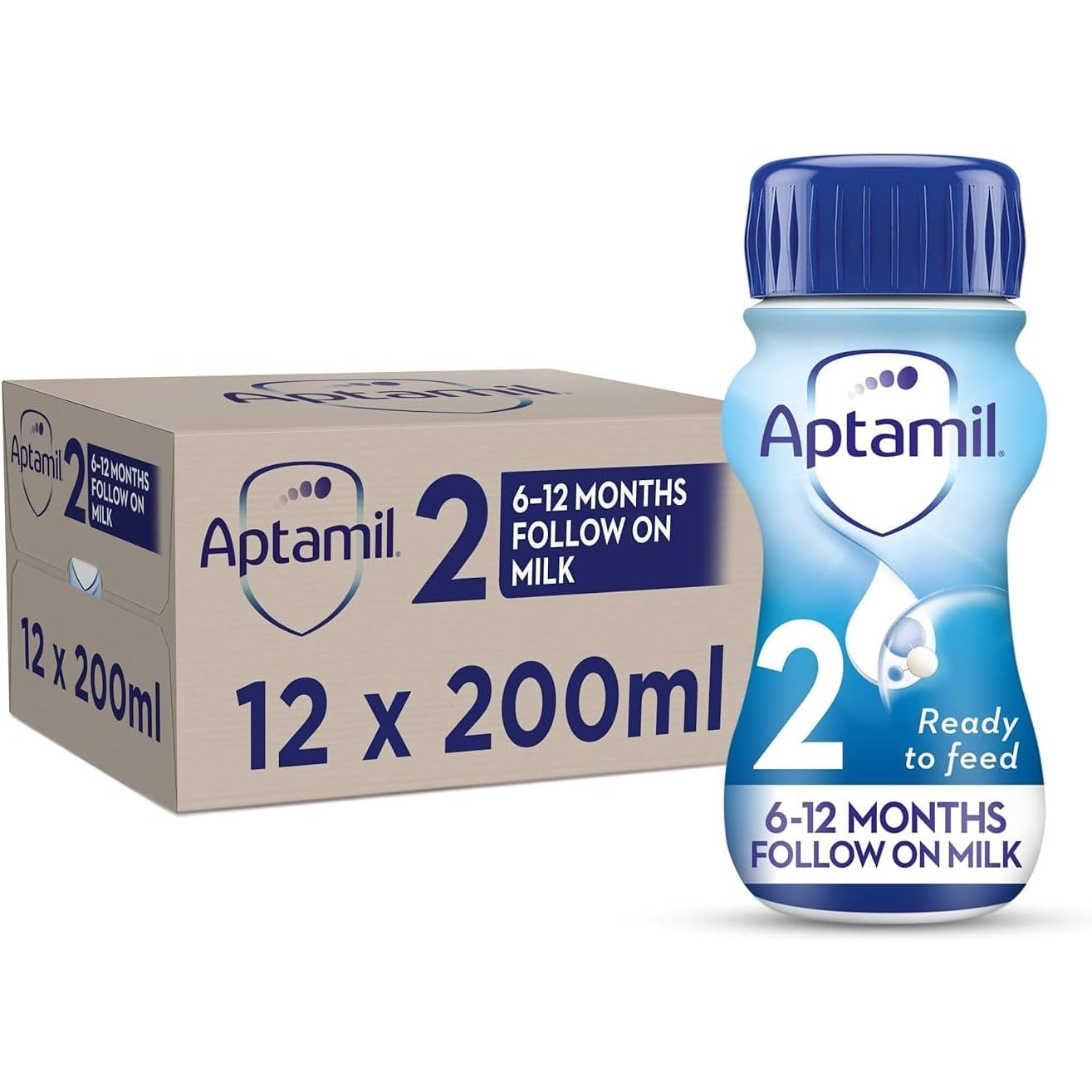 Aptamil 2 Follow On Baby Milk Ready to Use Liquid Formula, 6-12 Months, 200 ml, (Pack of 18) - Medaid