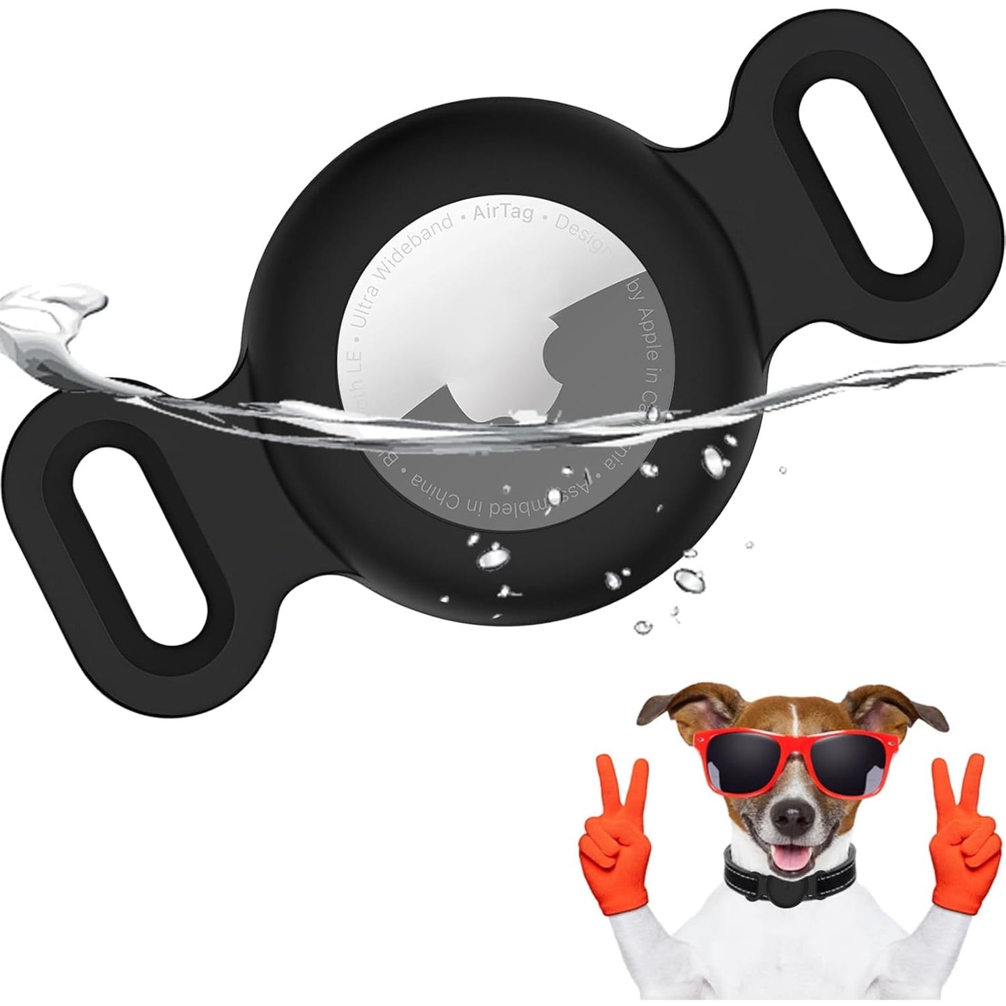FOWSRHRG Waterproof Airtag Dog Collar Holder, Airtag Cases for Pet Cats Dog GPS Tracker,Silicone Airtag Holder (for Apple Airtag) Fitted 1 inch Collar (Airtag NOT incuded) - Medaid