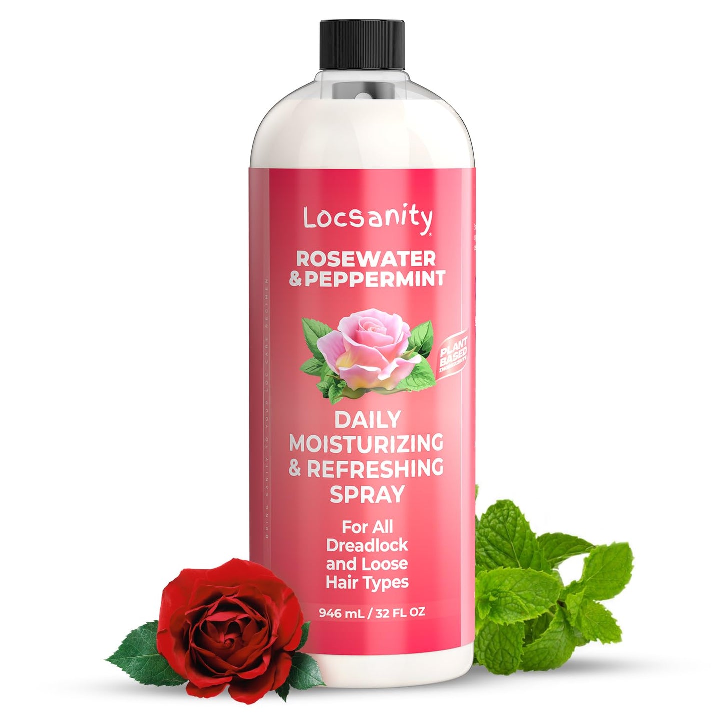 Locsanity Daily Moisturizing Refreshing Spray for Locs, Dreadlocks - Rose Water and Peppermint Hair Scalp Moisturizer, Dreadlock Spray - Natural Loc Care and Maintenance (8oz) - Medaid