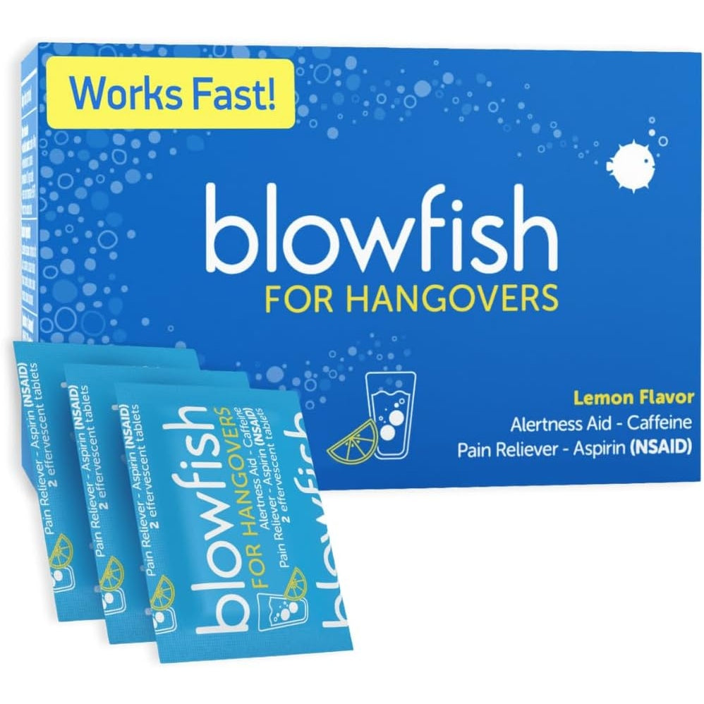 Blowfish for Hangovers - Fast Hangover Relief in 15 Minutes | Headache Relief, Energy, and Hydration in One Step | Single Box - Medaid