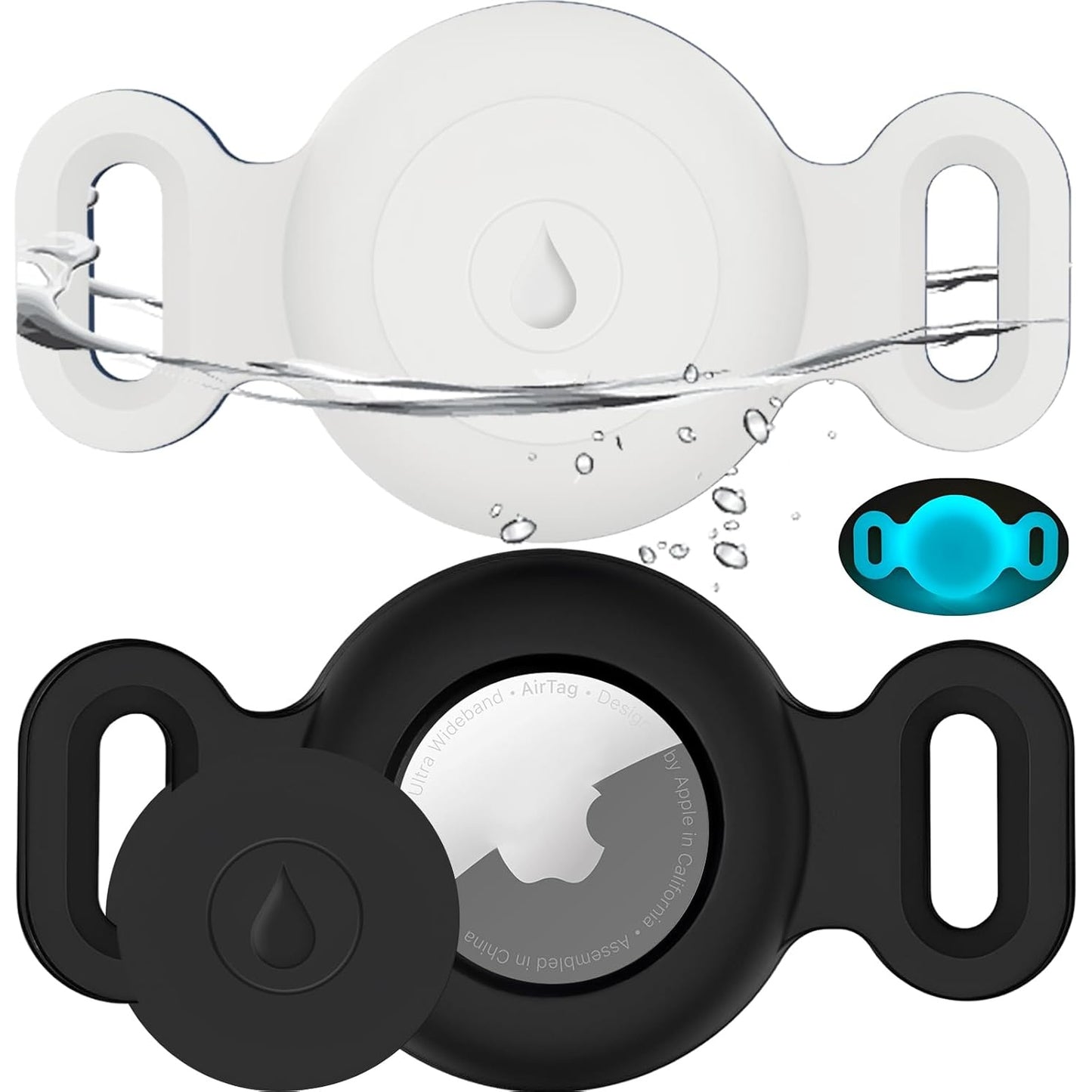 FOWSRHRG Waterproof Airtag Dog Collar Holder, Airtag Cases for Pet Cats Dog GPS Tracker,Silicone Airtag Holder (for Apple Airtag) Fitted 1 inch Collar (Airtag NOT incuded) - Medaid