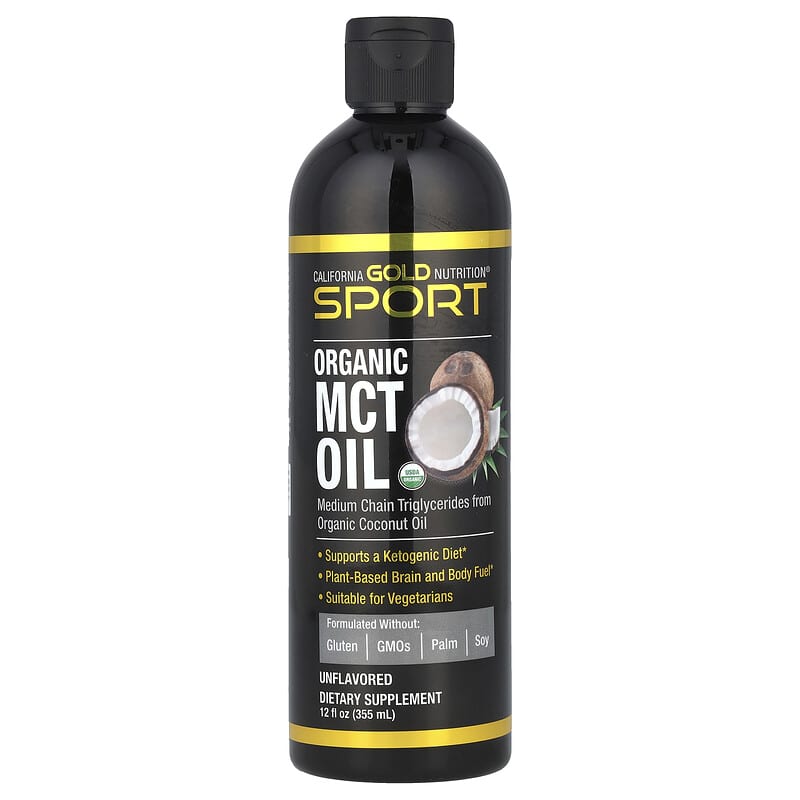 California Gold Nutrition, Sport, Organic MCT Oil, Unflavored, 355 ml - Medaid