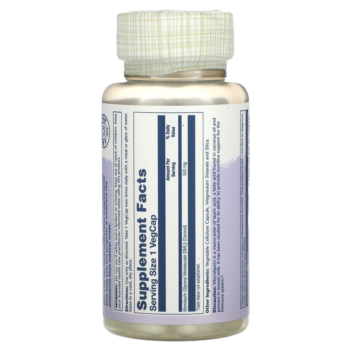 Solaray, Monolaurin, 500 mg, 60 VegCaps - Medaid