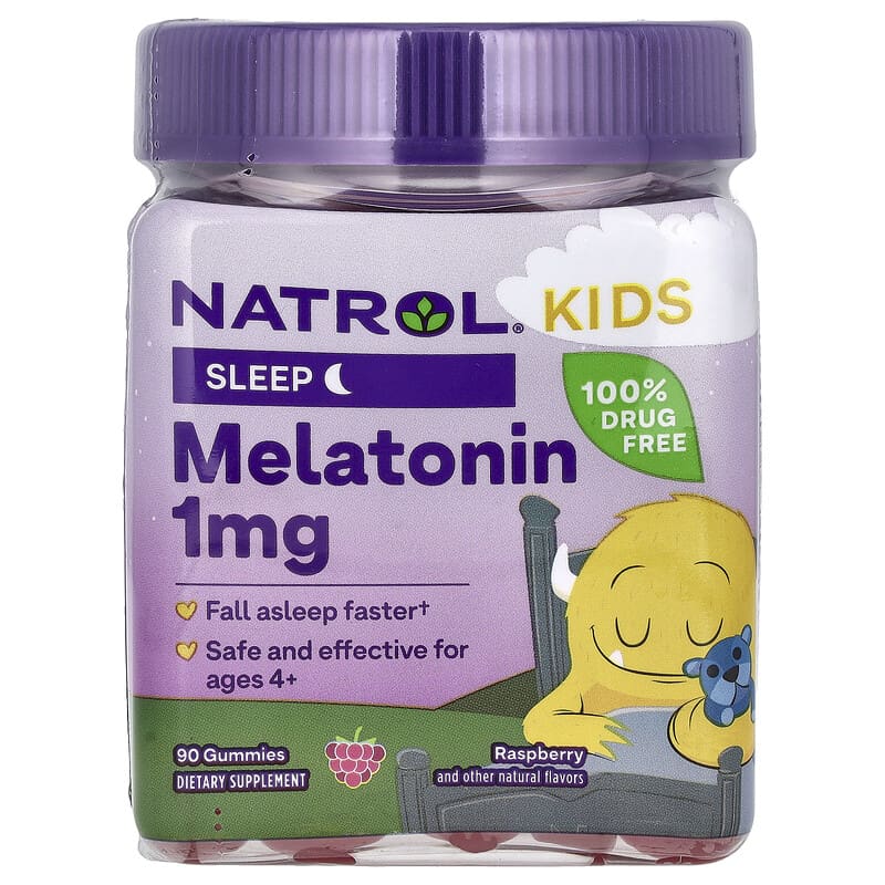 Natrol, Kids, Melatonin Gummies, Ages 4+, Raspberry, 1 mg, 90 Gummies - Medaid International