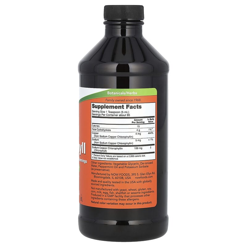 NOW Foods, Liquid Chlorophyll, Mint , 473 ml - Medaid