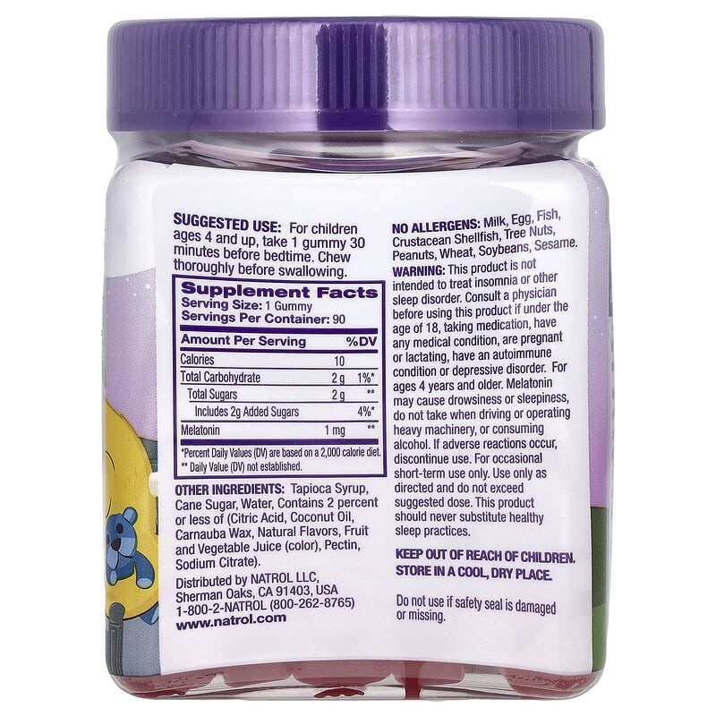 Natrol, Kids, Melatonin Gummies, Ages 4+, Raspberry, 1 mg, 90 Gummies - Medaid International