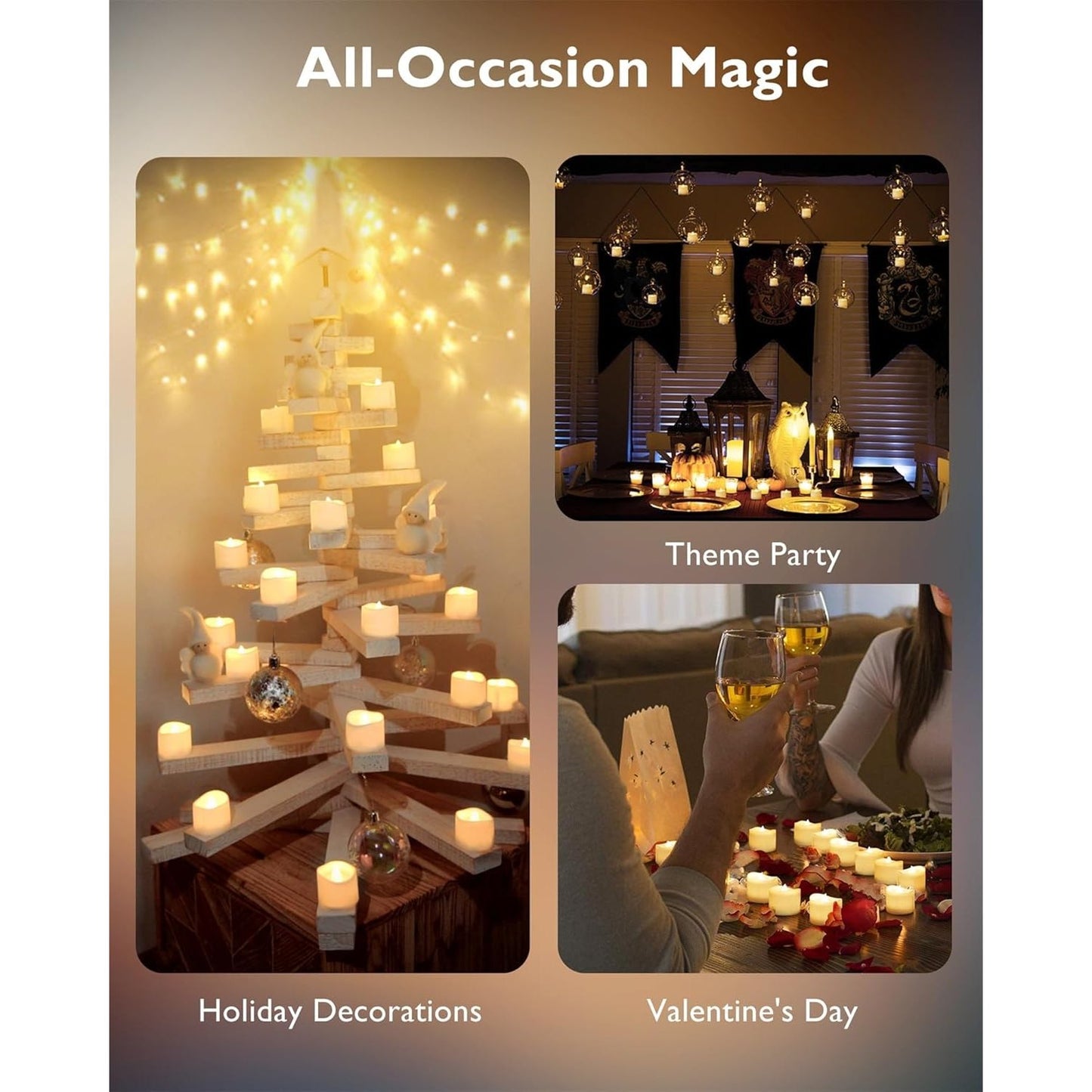 MOMENT 12-Pack Flameless LED Tea Lights Candles Battery Operated, 200+Hour Fake Electric Candles TeaLights for Votive, Aniversary, Wedding Centerpiece Table Decor, Funeral, Halloween, Christmas - Medaid