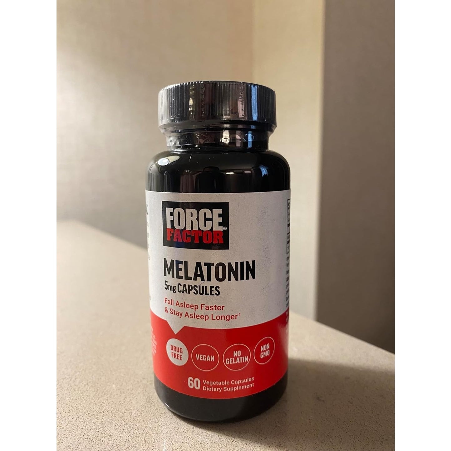 FORCE FACTOR Melatonin 5mg, Drug-Free Supplement, Vegan, Non-GMO, 60 Vegetable Capsules - Medaid