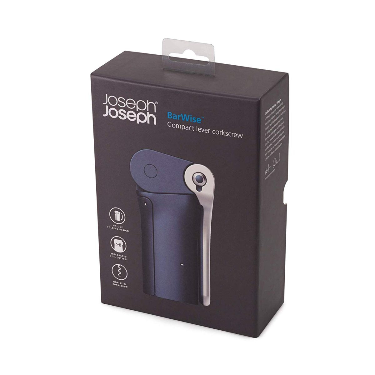 Joseph Joseph BarWise Compact Folding Lever Corkscrew Wine Opener with Foil Cutter, One-size, Blue - Medaid