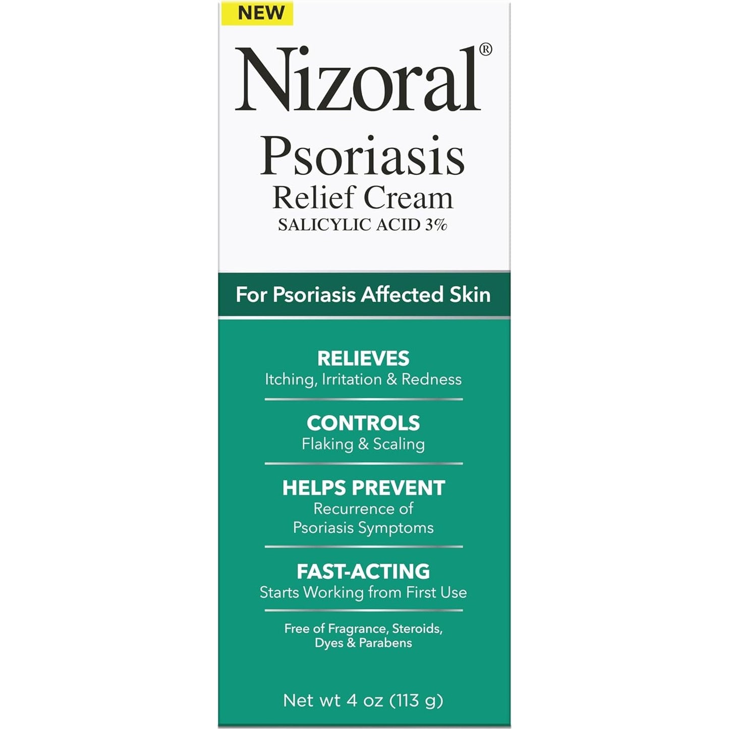 Nizoral Psoriasis Relief Cream- Relieves Itching, Irritation & Redness and Controls Flaking and Scaling with Maximum Strength Medicine (Salicylic Acid 3%), 4 Fl Oz - Medaid