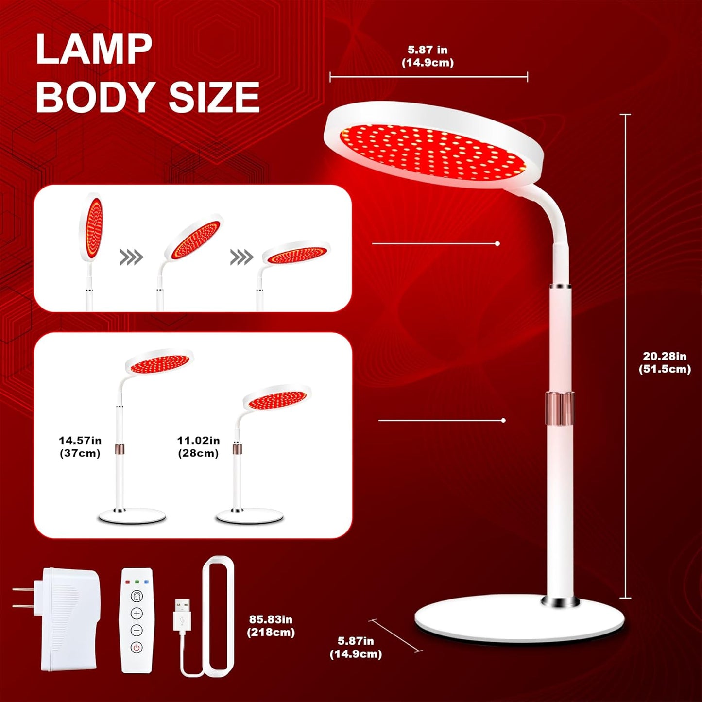 Red Light Therapy, 660nm &850nm Infrared Light with 15/30/45 Mins Timer, 3-in-1 Chip Red Light Lamp, 10 Brightness Adjustable Gooseneck Red Light Lamps for Full Body - Medaid