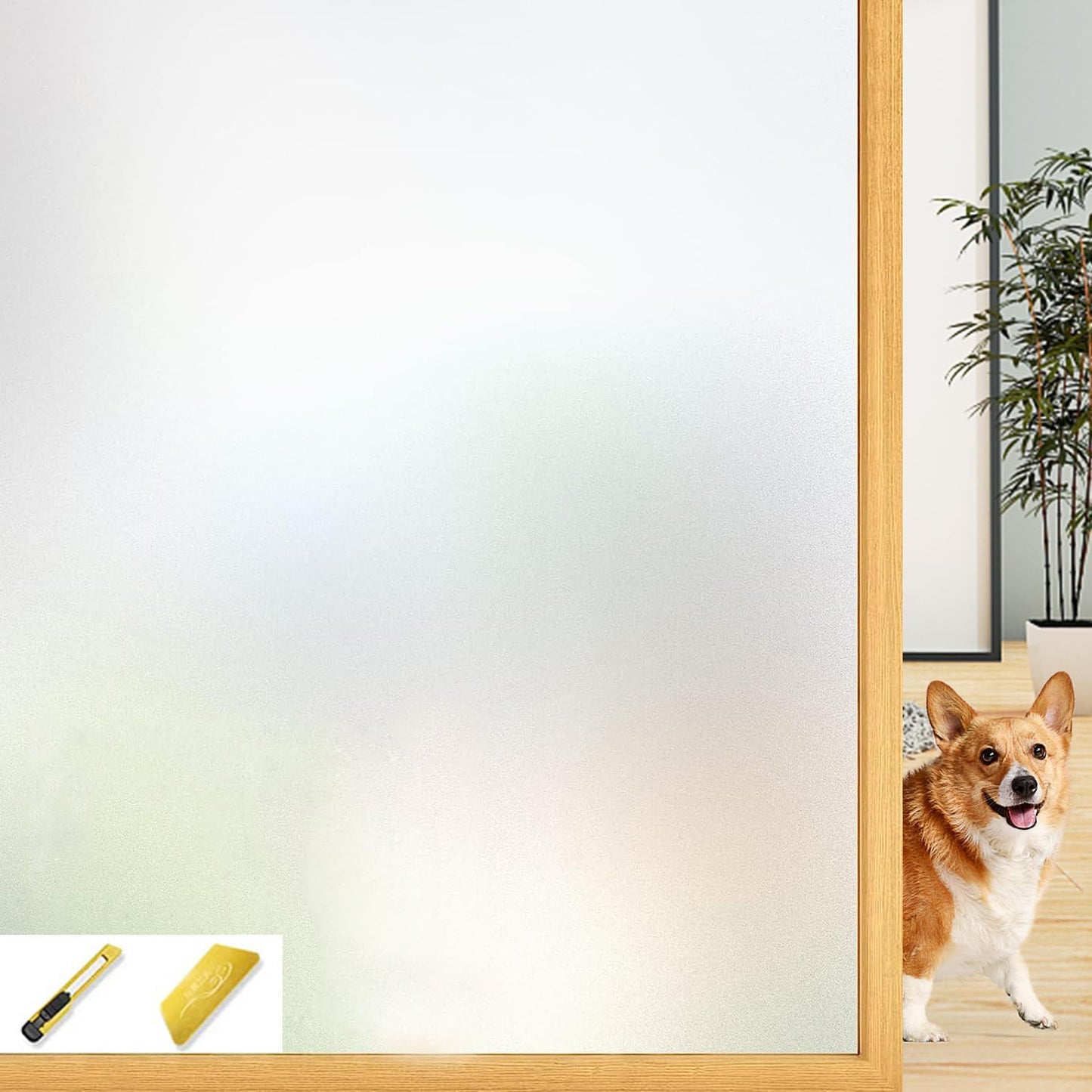 MostNow Frosted Window Privacy Film - Non Adhesive Static Cling Glass Stickers Sun UV Blocking Heat Control Door Covering Decals for Home Office, 50x500cm (3D Scale) - Medaid