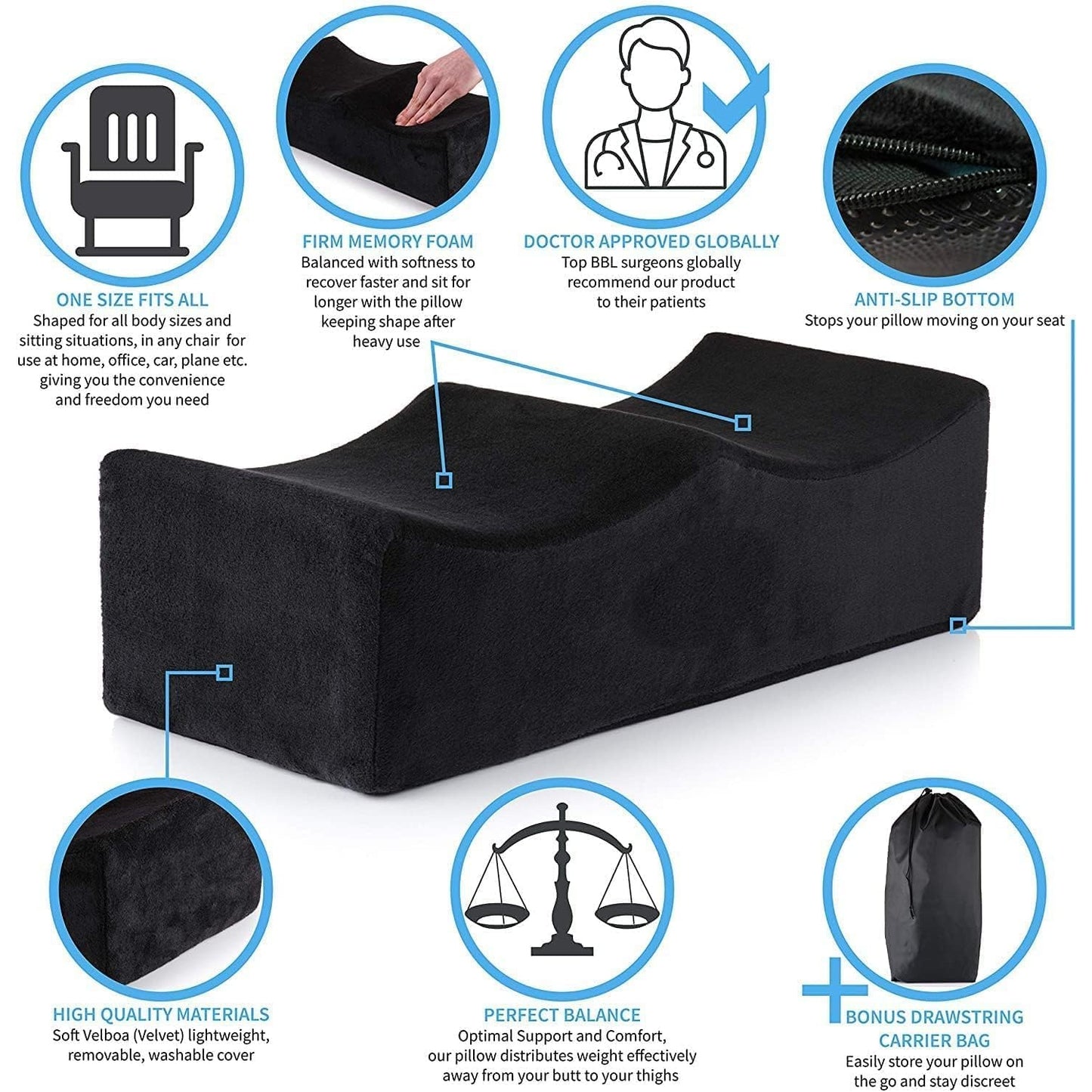 Brazil Hip Lift Recovery Pillow, Bbl Recovery Pillow, Comfortable and Firm Butt Support Cushions Set (Color may vary) - Medaid