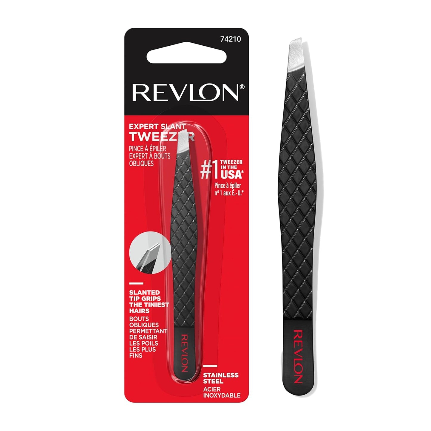 Revlon Expert Eyebrow Hair Removal Tweezer, Tweezers for Men, Women & Kids, Stainless Steel - Medaid