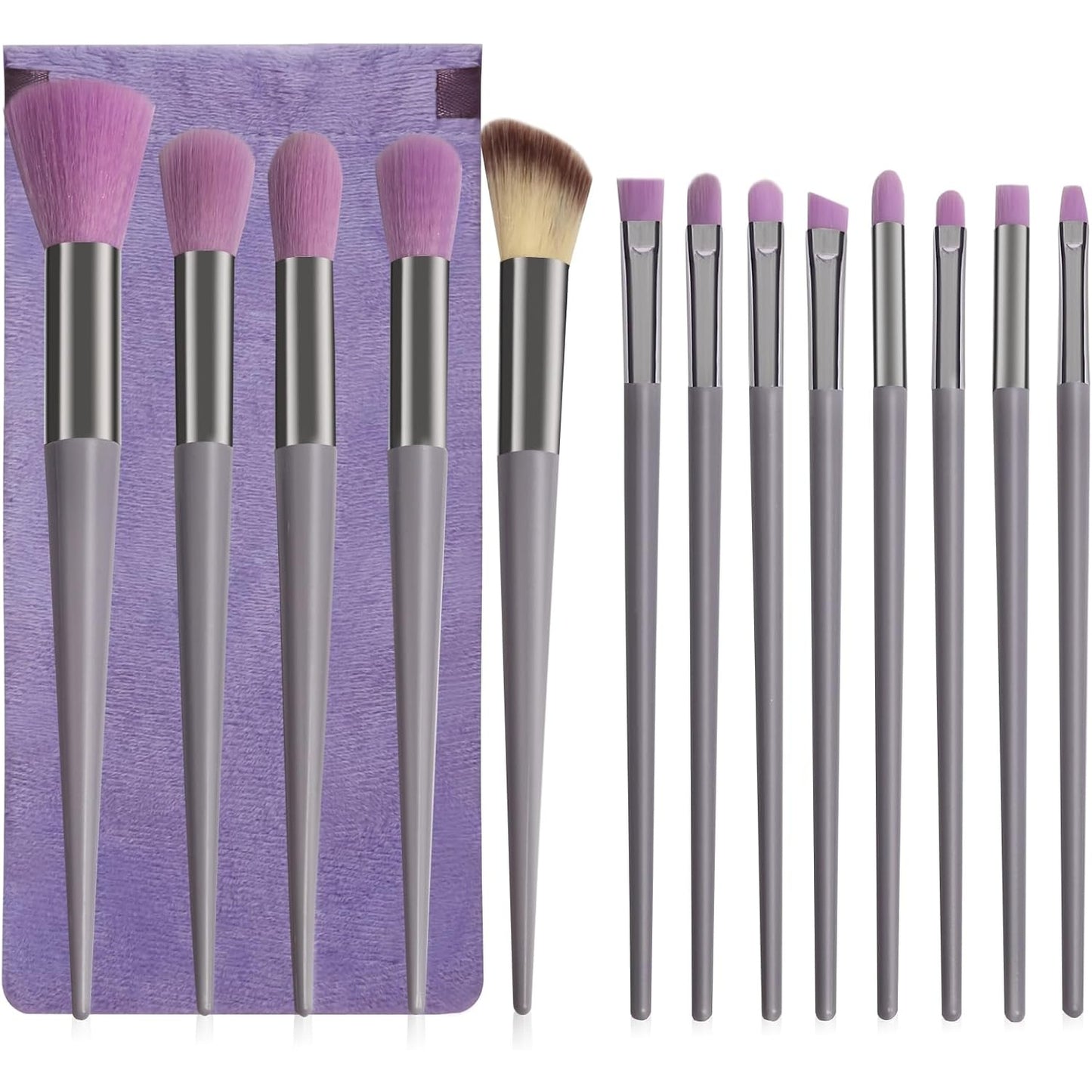 13 Pcs Makeup Brushes Set, Foundation Powder Concealer Eyeshadow Blush Highlighter Eyebrow Brush Make up Brush Set, Travel Makeup Brushes with Cloth Bag for Beginner and Makeup Artist (Purple) - Medaid