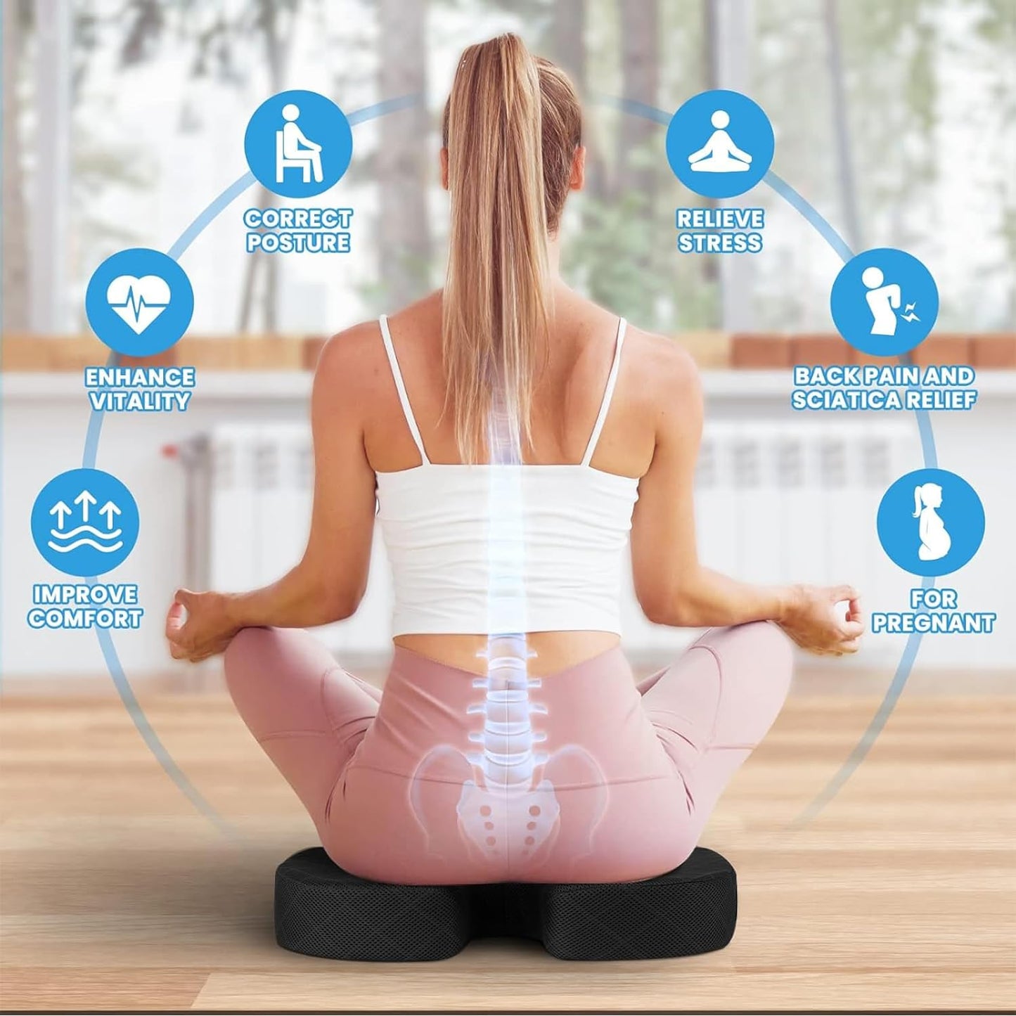 Seat Cushion Non-Slip Desk Chair Cushion Back, Coccyx, Sciatica, Tailbone Pain Relief Butt Pillow - Medaid