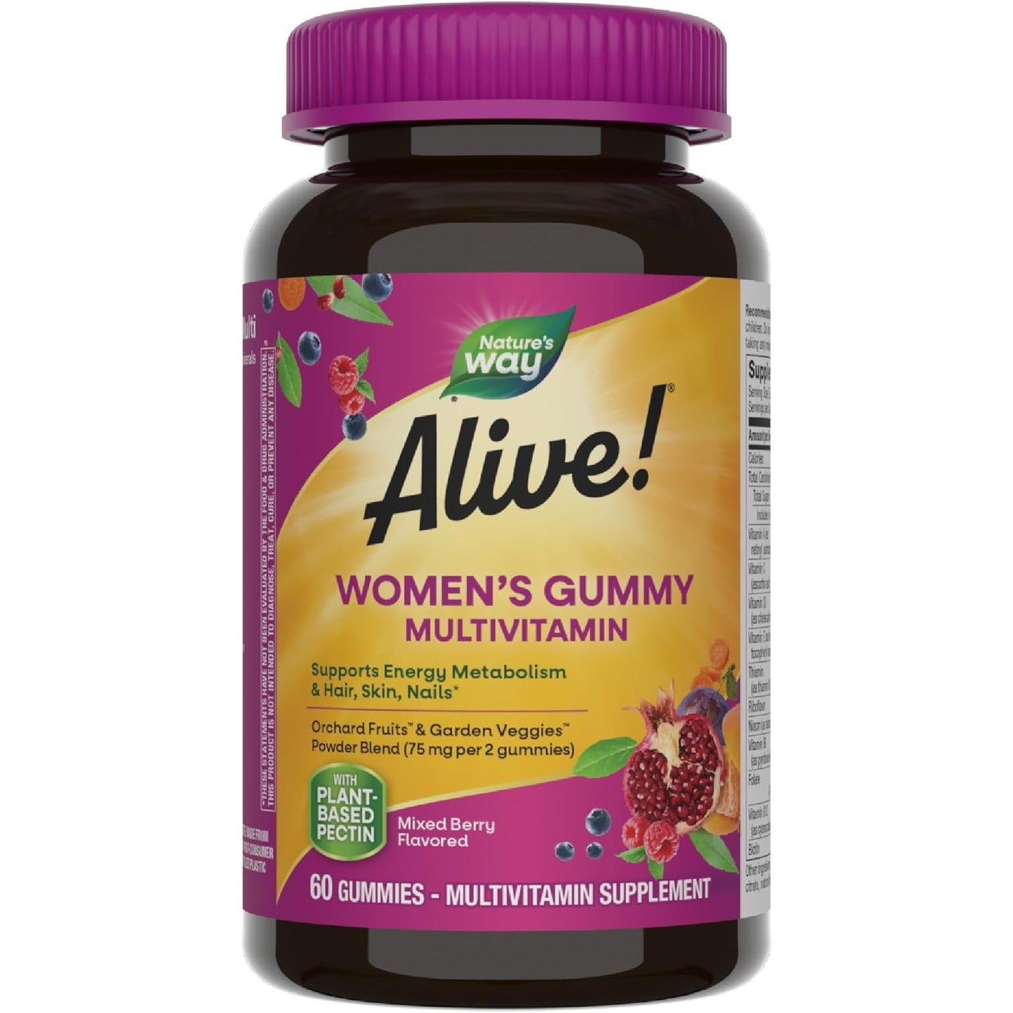 Nature's Way Alive! Women's Daily Gummy Multivitamins, 16 Vitamins & Minerals, Energy Metabolism*, Hair Skin & Nails*, Vegetarian, Mixed Berry Flavored, 130 Gummies (Packaging May Vary) - Medaid