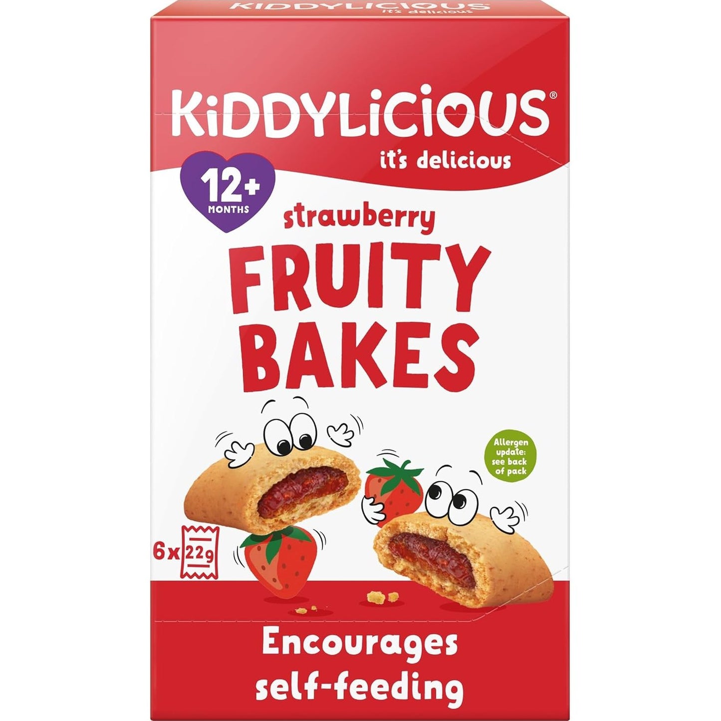 Kiddylicious Strawberry Fruity Bakes - Delicious Snacks for Kids with Real Fruit Centre - Suitable for 12+ Months - Medaid