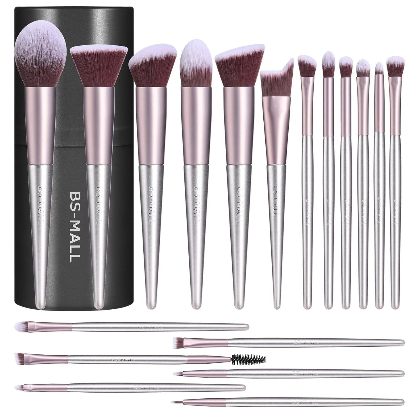 BS-MALL Makeup Brush Set 18 Pcs Premium Synthetic Foundation Powder Concealers Eye shadows Blush Makeup Brushes with black case - Medaid