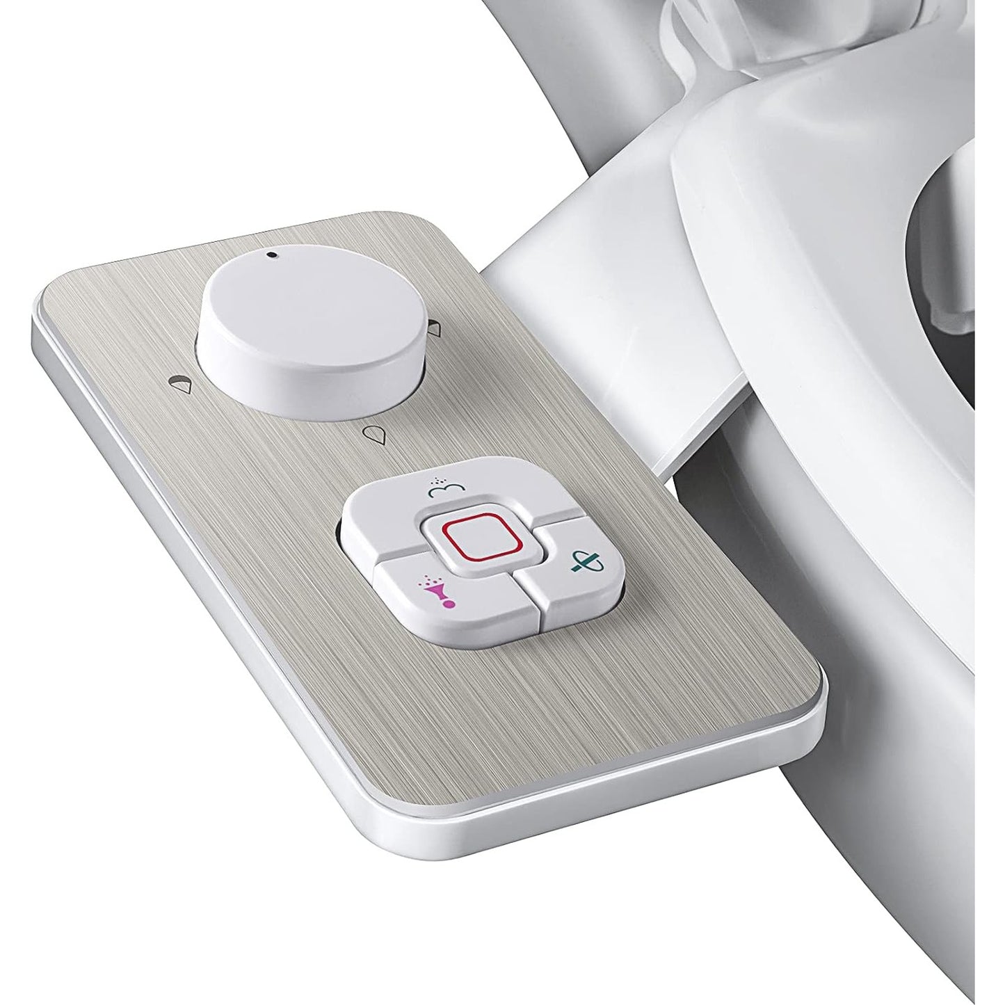 SAMODRA Bidet Attachment - Non-Electric Cold Water Bidet Toilet Seat Attachment with Pressure Controls,Retractable Self-Cleaning Dual Nozzles for Frontal & Rear Wash - Brushed Nickel - Medaid