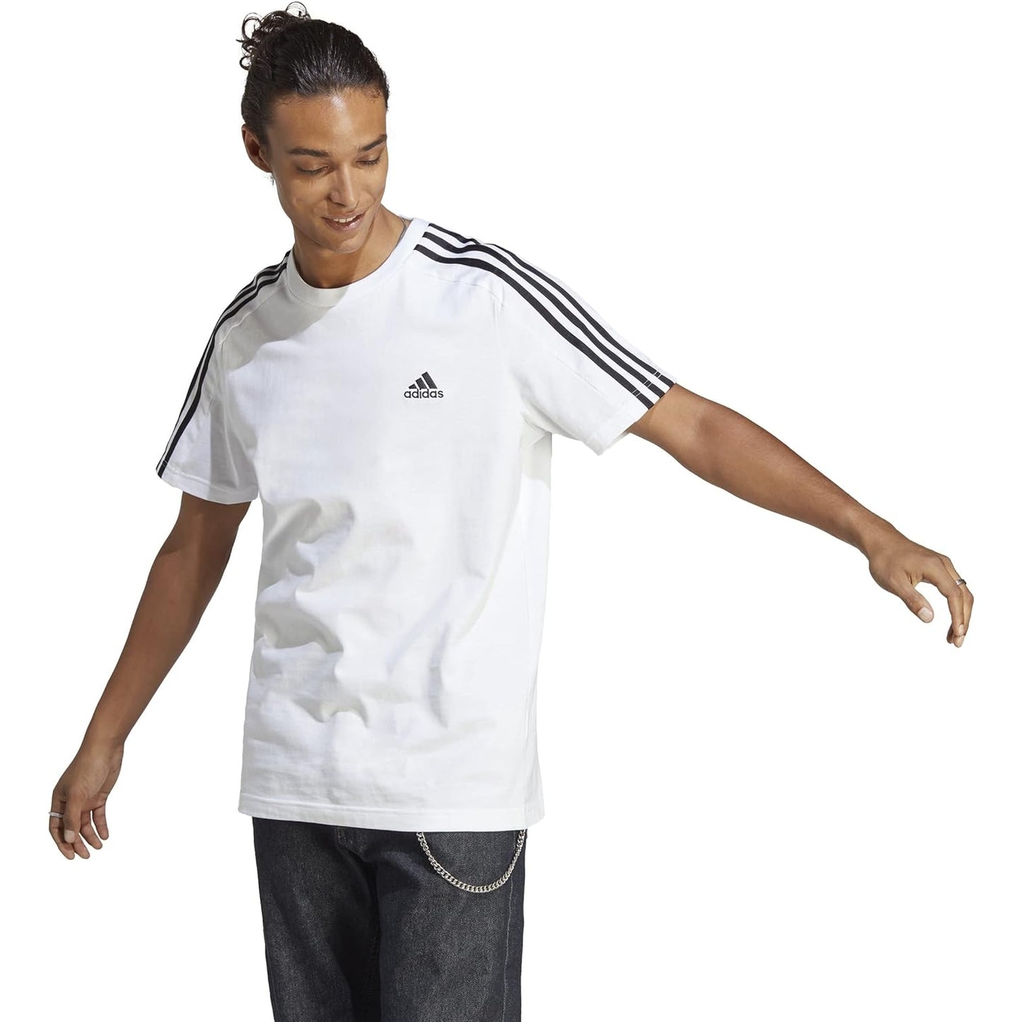 adidas mens Essentials Single Jersey 3-Stripes T-Shirt - Medaid