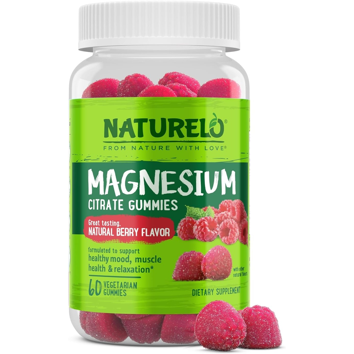 NATURELO Magnesium Glycinate Chelate Complex - 200 mg Magnesium with Organic Vegetables to Support Sleep, Calm, Muscle Cramp & Stress Relief – Gluten Free, Non GMO - 120 Capsules - Medaid