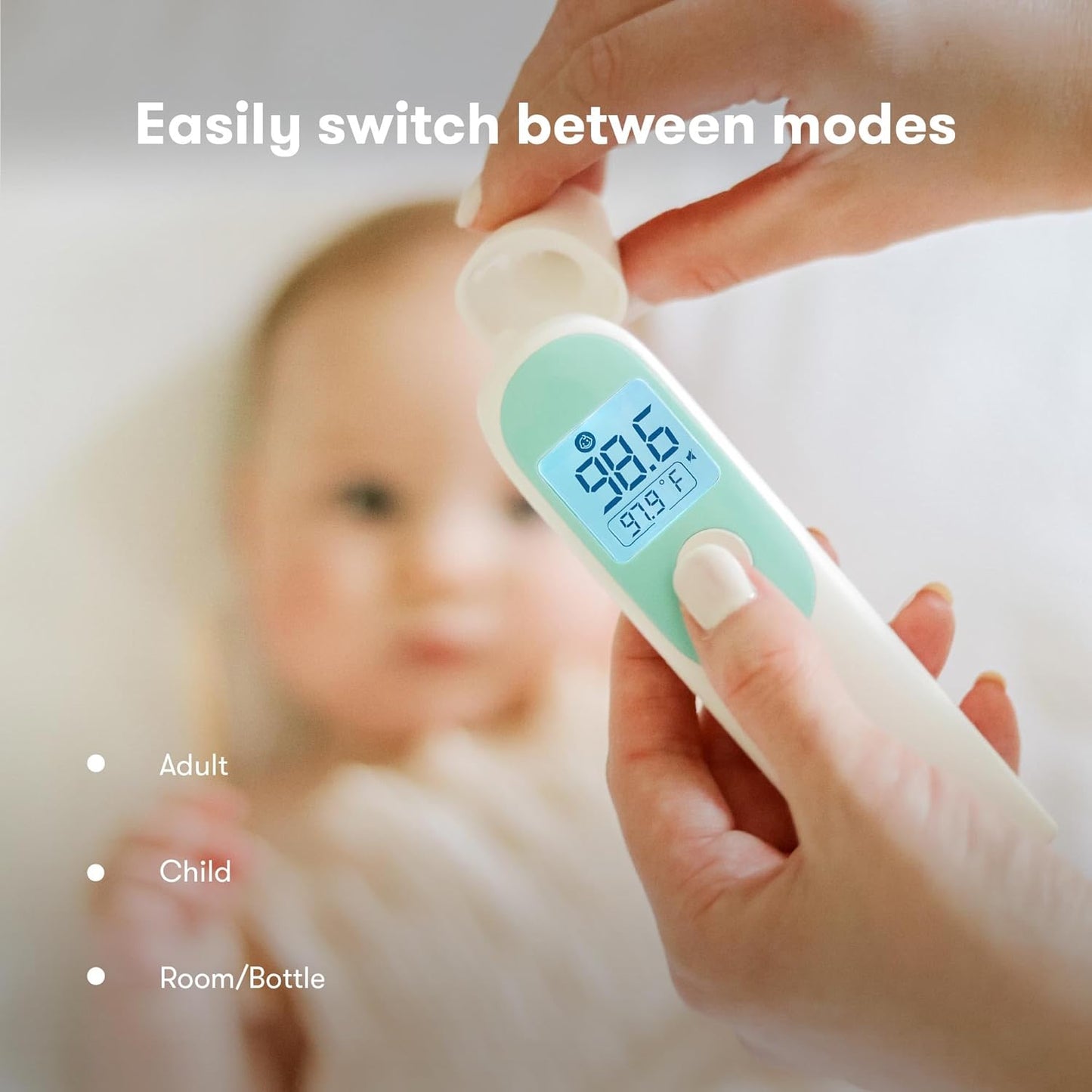 Frida Baby Infrared Thermometer 3 In 1 Ear, Forehead + Touchless For Babies, Toddlers, Adults, And Bottle Temperatures, White, 068, 5 Piece Set - Medaid