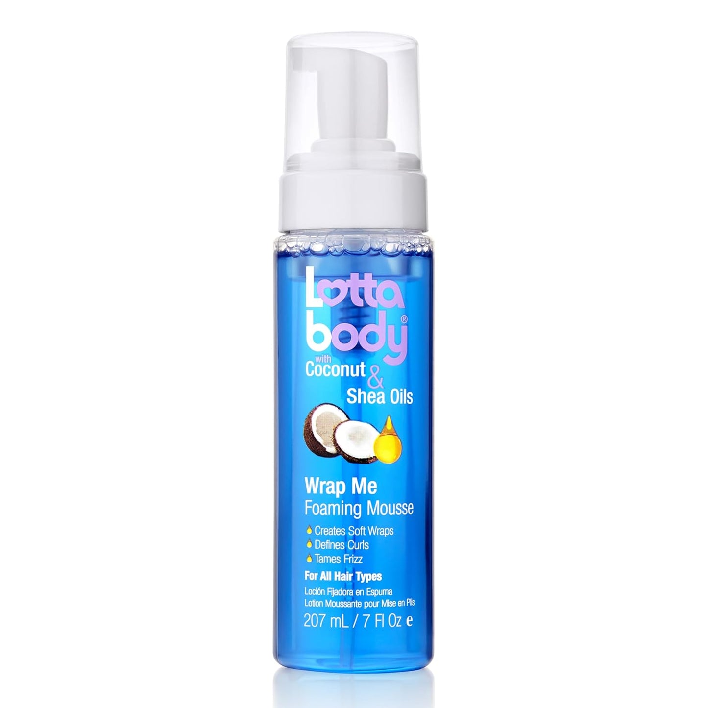 Lottabody Coconut Oil and Shea Wrap Me Foaming Curl Mousse , Creates Soft Wraps, Hair Mousse for Curly Hair, Defines Curls, Anti Frizz, 7 Fl Oz - Medaid