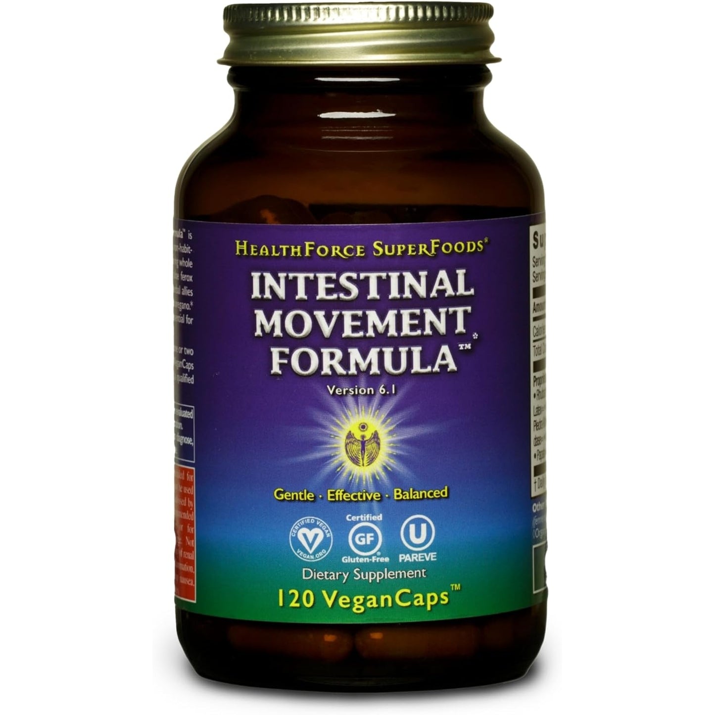 HEALTHFORCE SUPERFOODS Intestinal Movement Formula - Natural Laxative Supports Bowel Regularity - All-Natural Digestion Supplement to Support Constipation - Gluten-Free & Vegan - 120 Capsules - Medaid