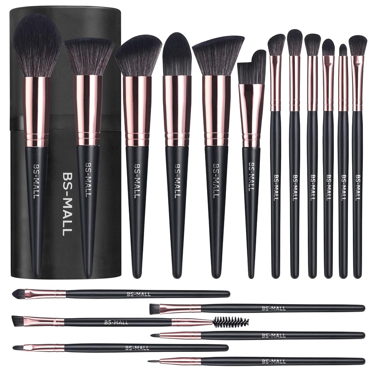 BS-MALL Makeup Brush Set 18 Pcs Premium Synthetic Foundation Powder Concealers Eye shadows Blush Makeup Brushes with black case - Medaid