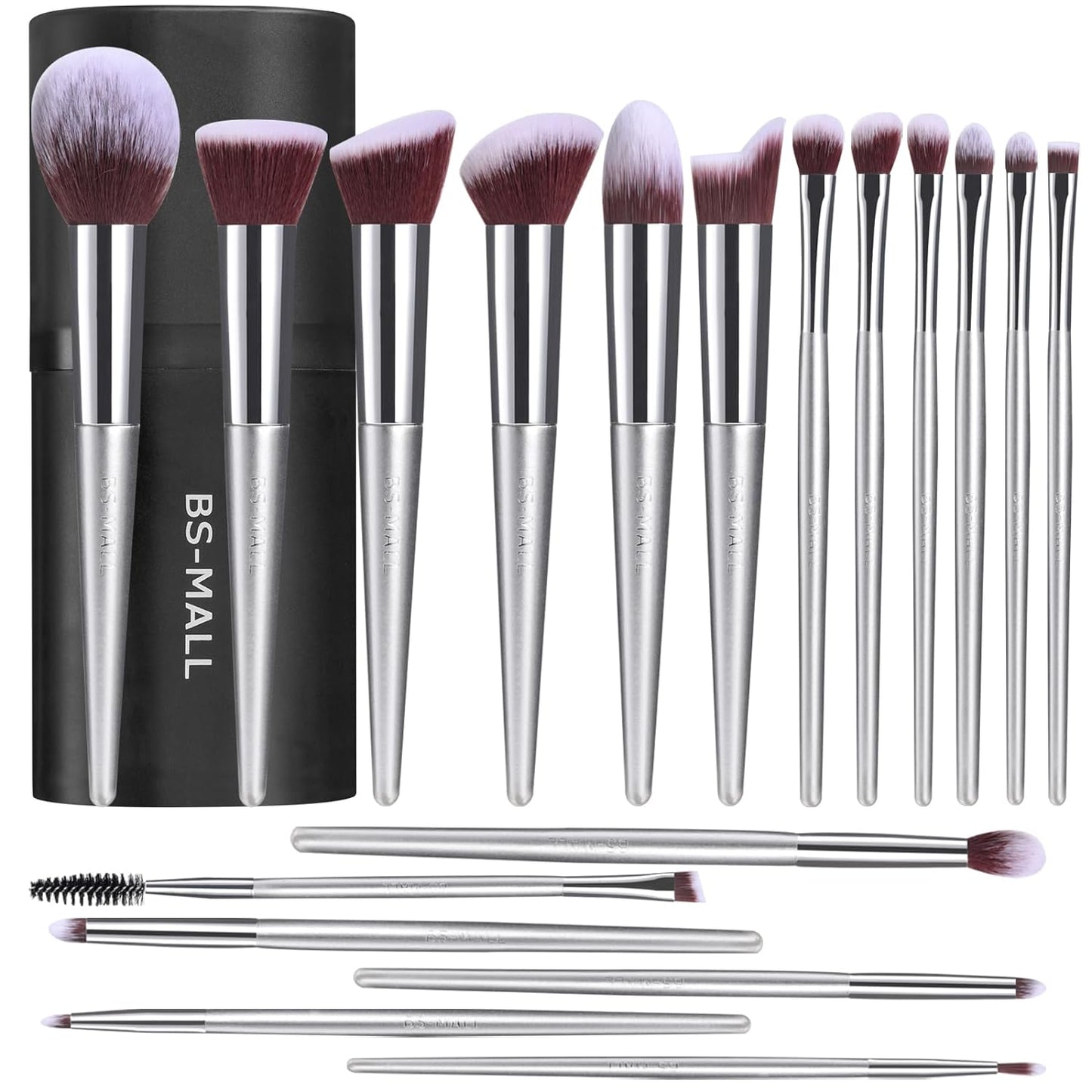 BS-MALL Makeup Brush Set 18 Pcs Premium Synthetic Foundation Powder Concealers Eye shadows Blush Makeup Brushes with black case - Medaid