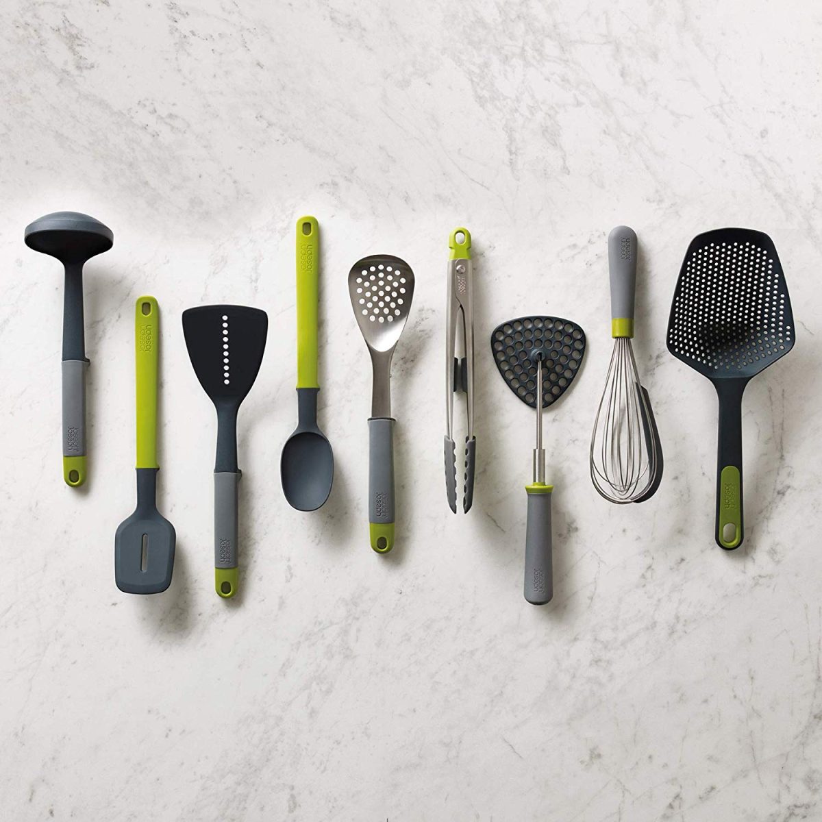 Joseph Joseph 10161 Delta Folding Potato Masher Stores Flat Space Saving Locking, One-Size, Gray/Green - Medaid