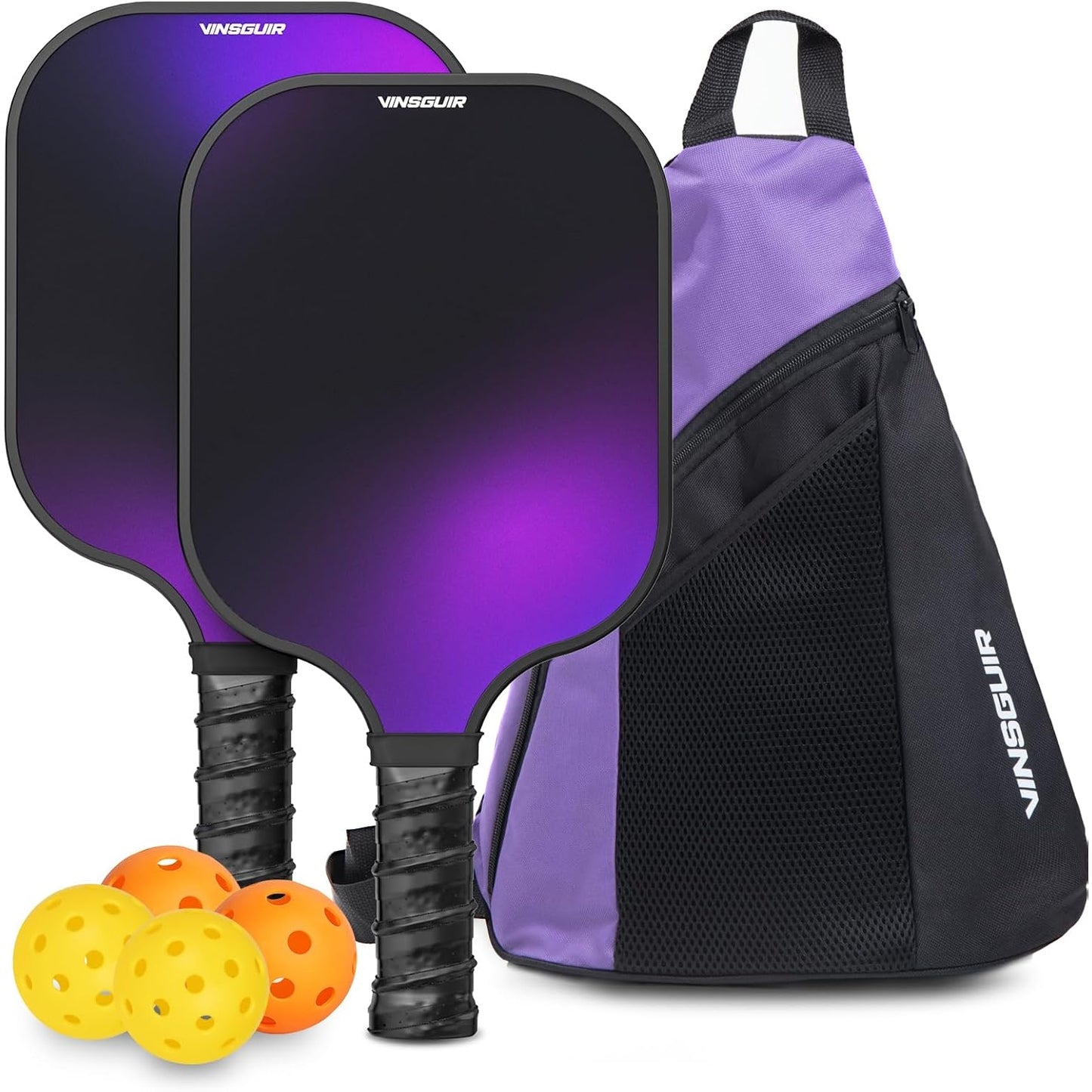 VINSGUIR Pickleball Paddles, Fiberglass Pickleball Paddles Set of 2, Lightweight Pickleball Rackets with Pickleball Carrying Bag, Pickleball Gifts for Beginners & Pros - Medaid
