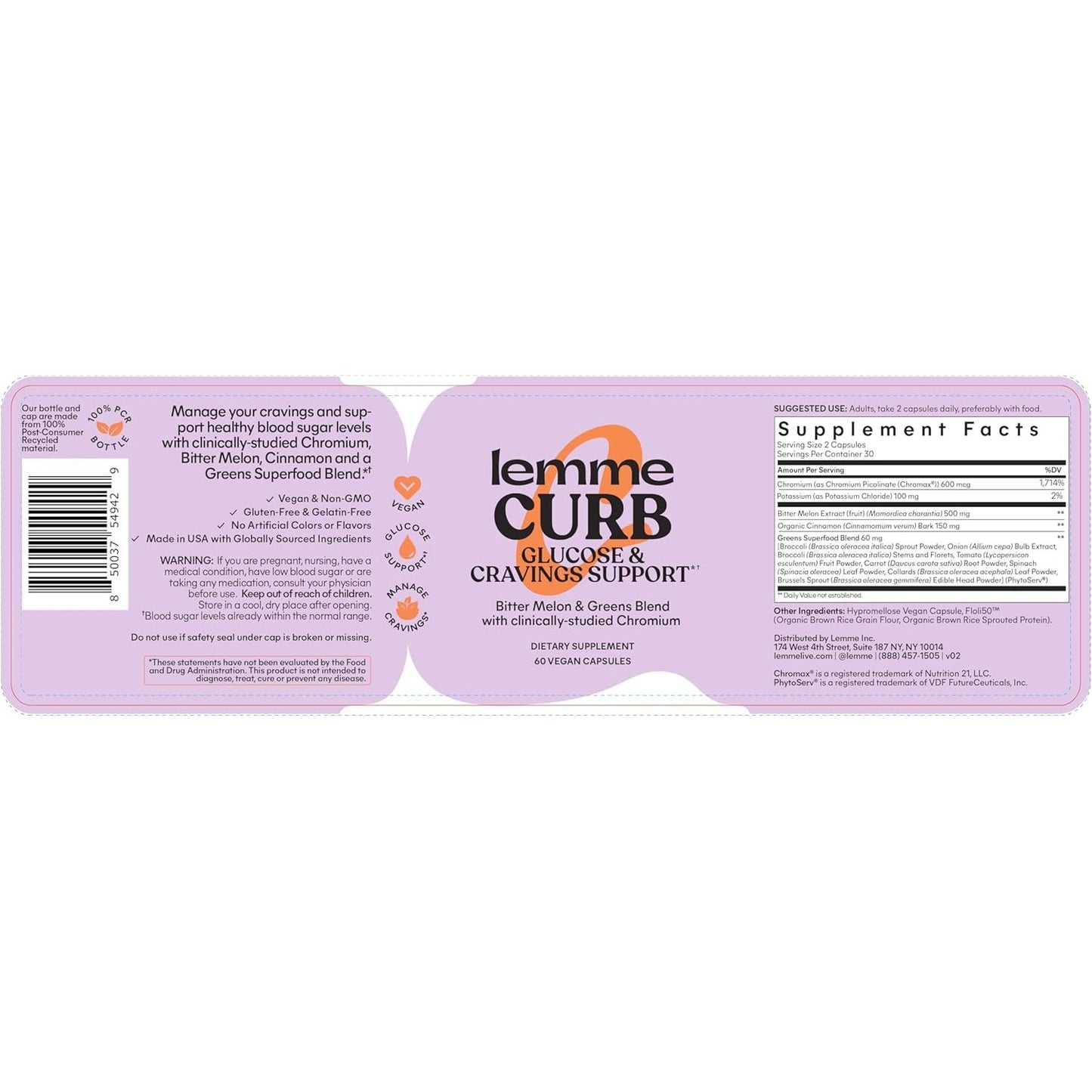 Lemme Curb Cravings Soft Chews - Reduce Appetite, Support Healthy Diet, Metabolism & Lean Body w/Clinically Studied Chromium, Gymnema & B12, No Added Sugar, Mixed Berry, 60 count - Medaid