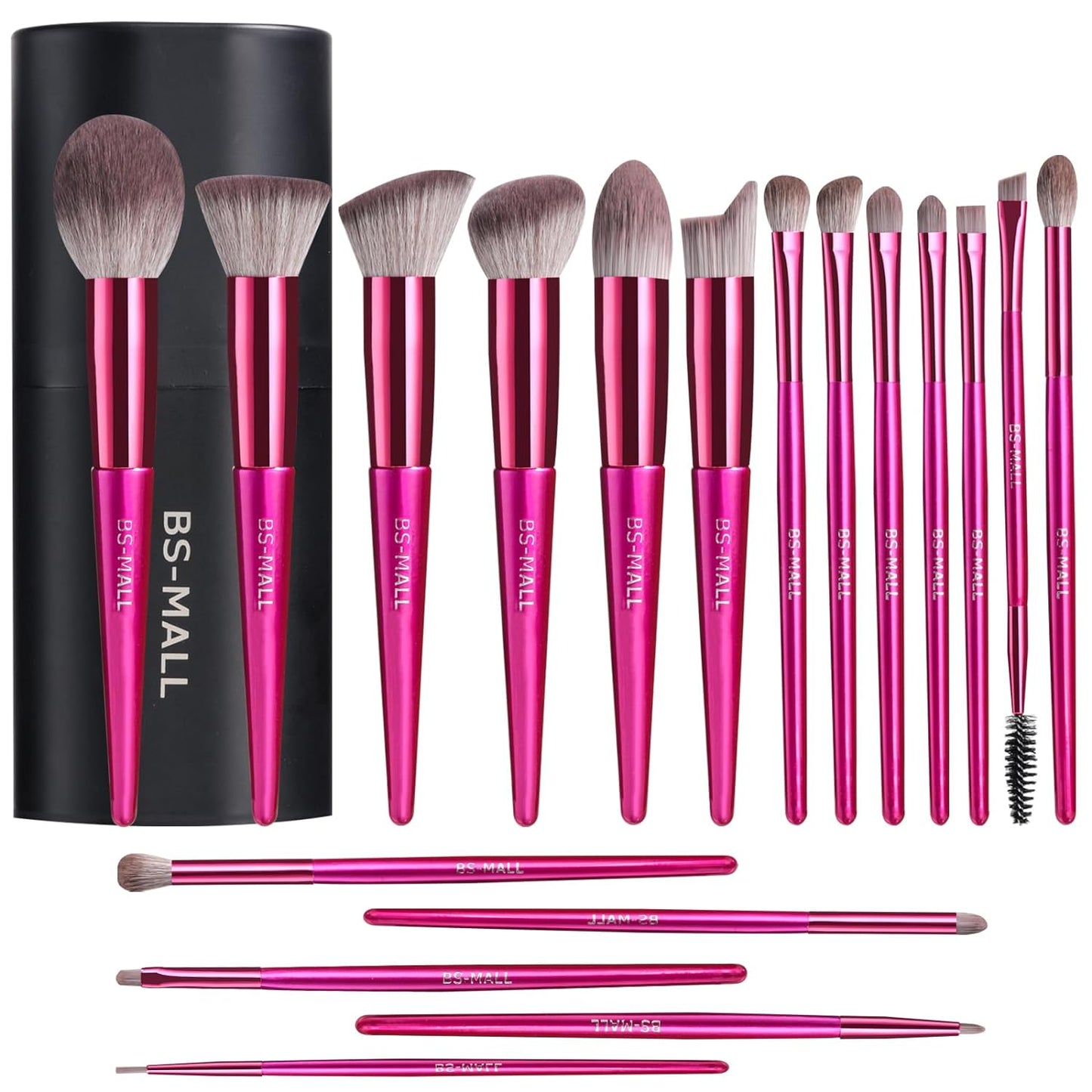 BS-MALL Makeup Brush Set 18 Pcs Premium Synthetic Foundation Powder Concealers Eye shadows Blush Makeup Brushes with black case - Medaid