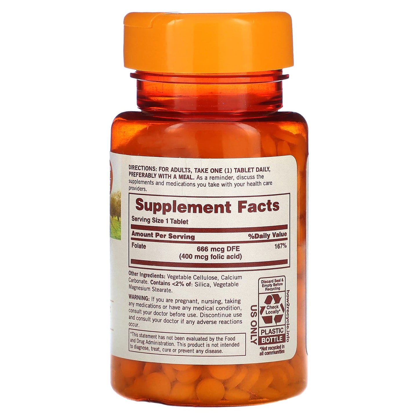 Sundown Naturals, Folate, 666 mcg, 350 Tablets (666 mcg DFE per Tablet - Medaid