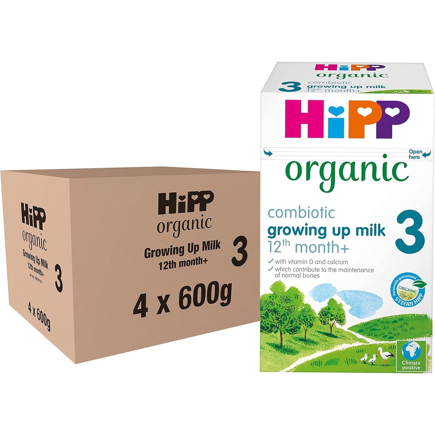 HiPP Organic 3 Growing up Baby Milk Powder Formula, From 12 Months, 600g (Pack of 4) - Medaid