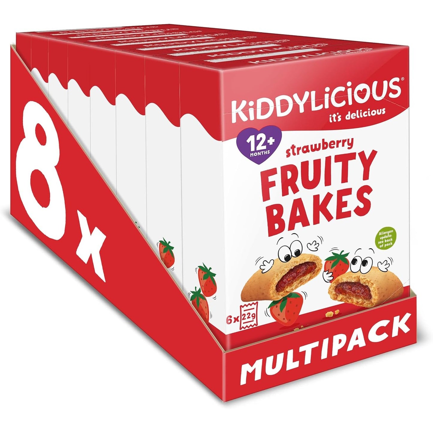 Kiddylicious Strawberry Fruity Bakes - Delicious Snacks for Kids with Real Fruit Centre - Suitable for 12+ Months - Medaid